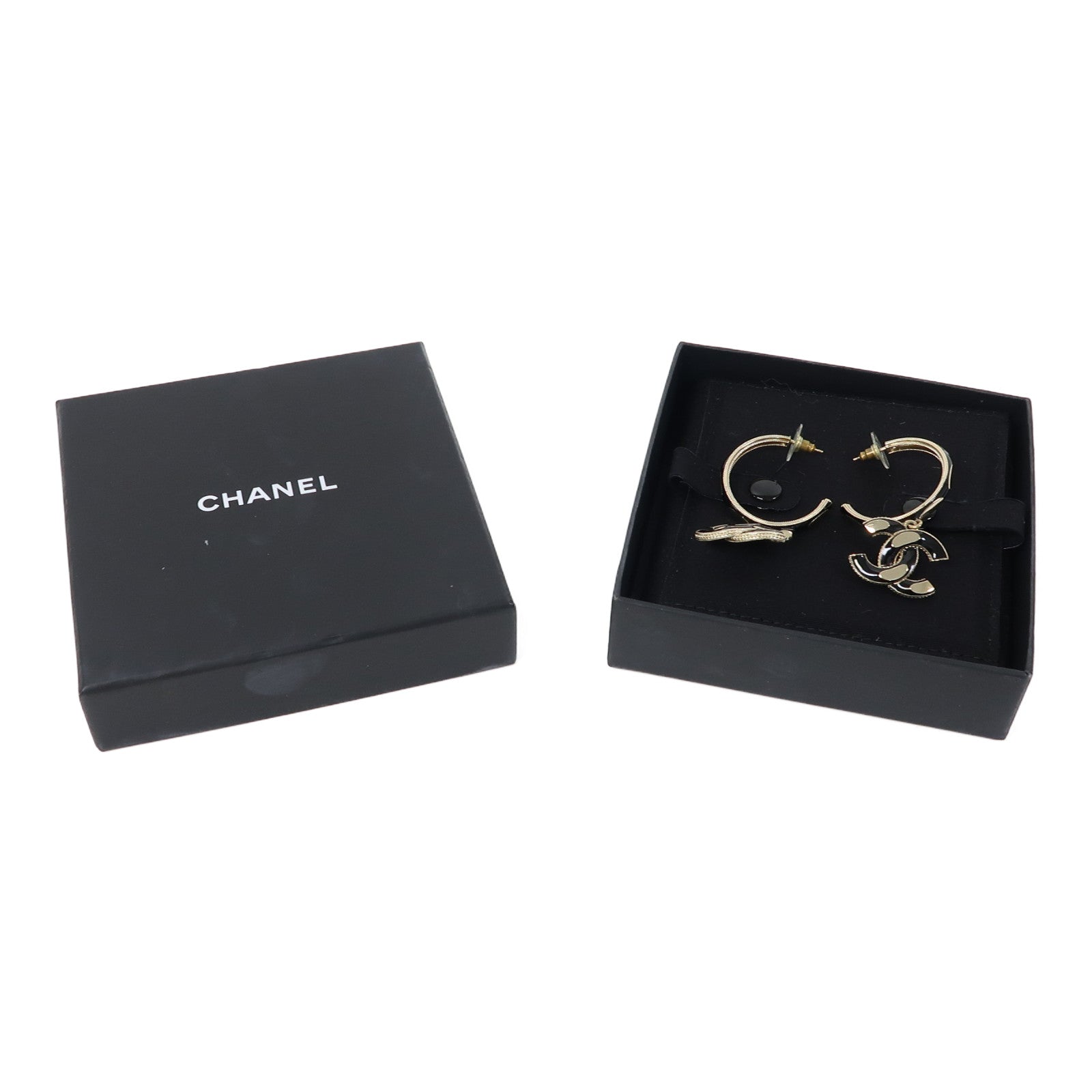 CHANEL 金屬CC Earrings耳環金色/黑色