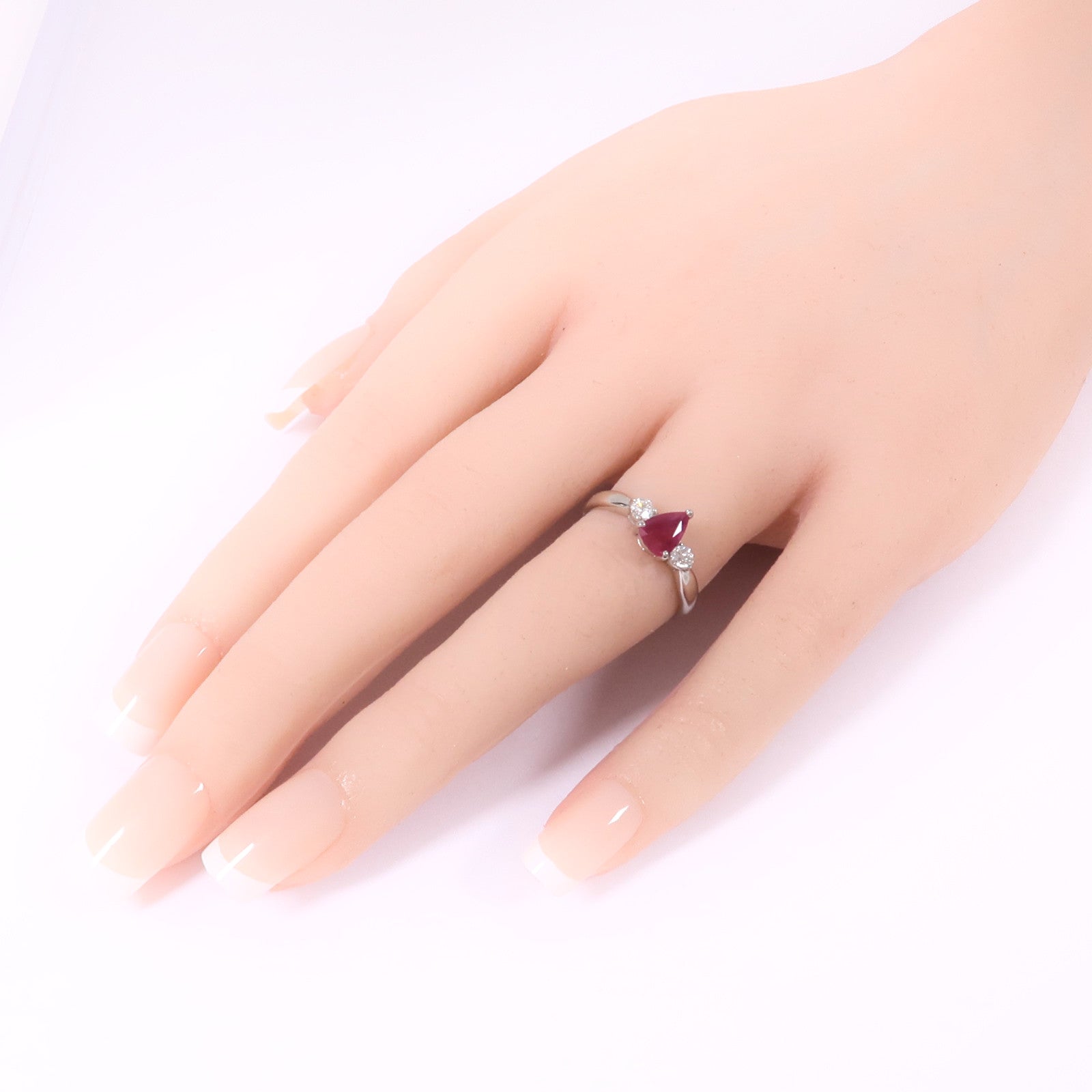 JEWELRY PT900鉑金Ruby/Diamond Ring紅寶石/鑽石戒指US#5.5