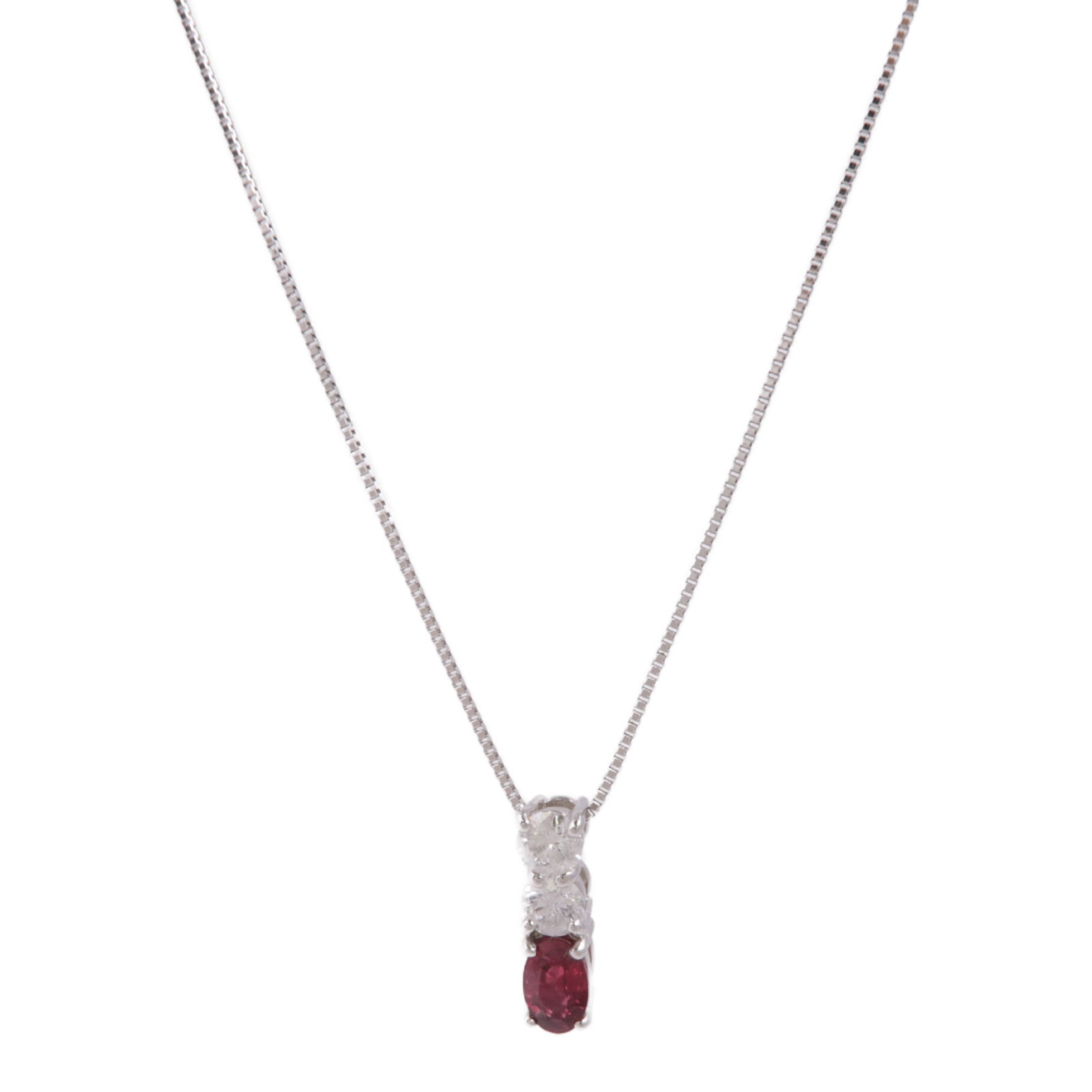 JEWELRY 【激減優惠】PT900/PT850鉑金Ruby/Diamond Necklace紅寶石/鑽石項鍊