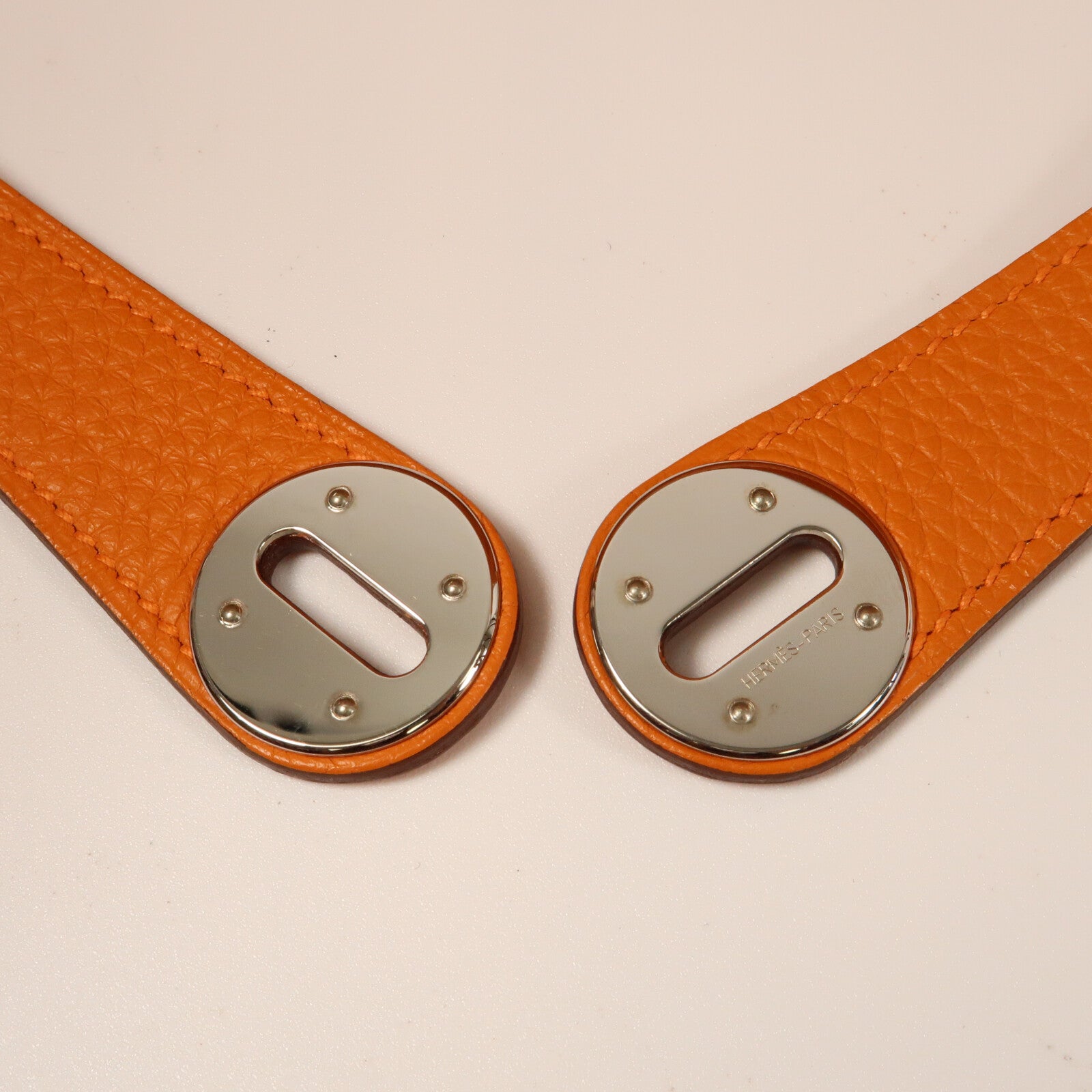 HERMES Clemence皮革Lindy 34銀扣手挽肩背兩用袋Orange