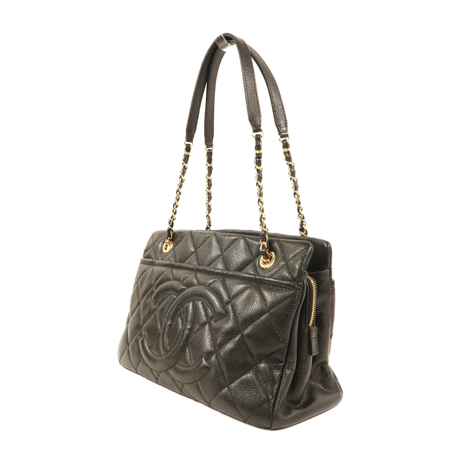 CHANEL 牛皮皮革Chain Shoulder金扣鏈帶肩背袋