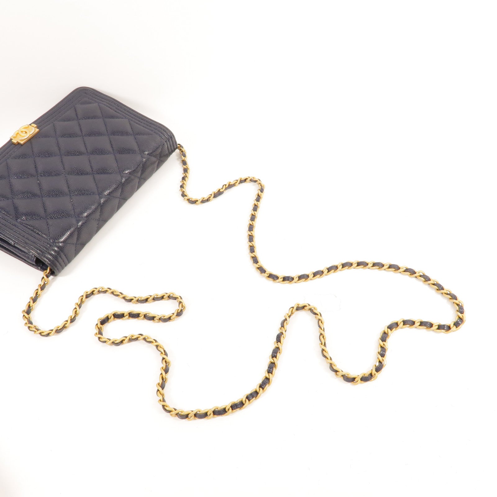 CHANEL 牛皮皮革Boy Chanel Wallet On Chain鏈帶肩背袋