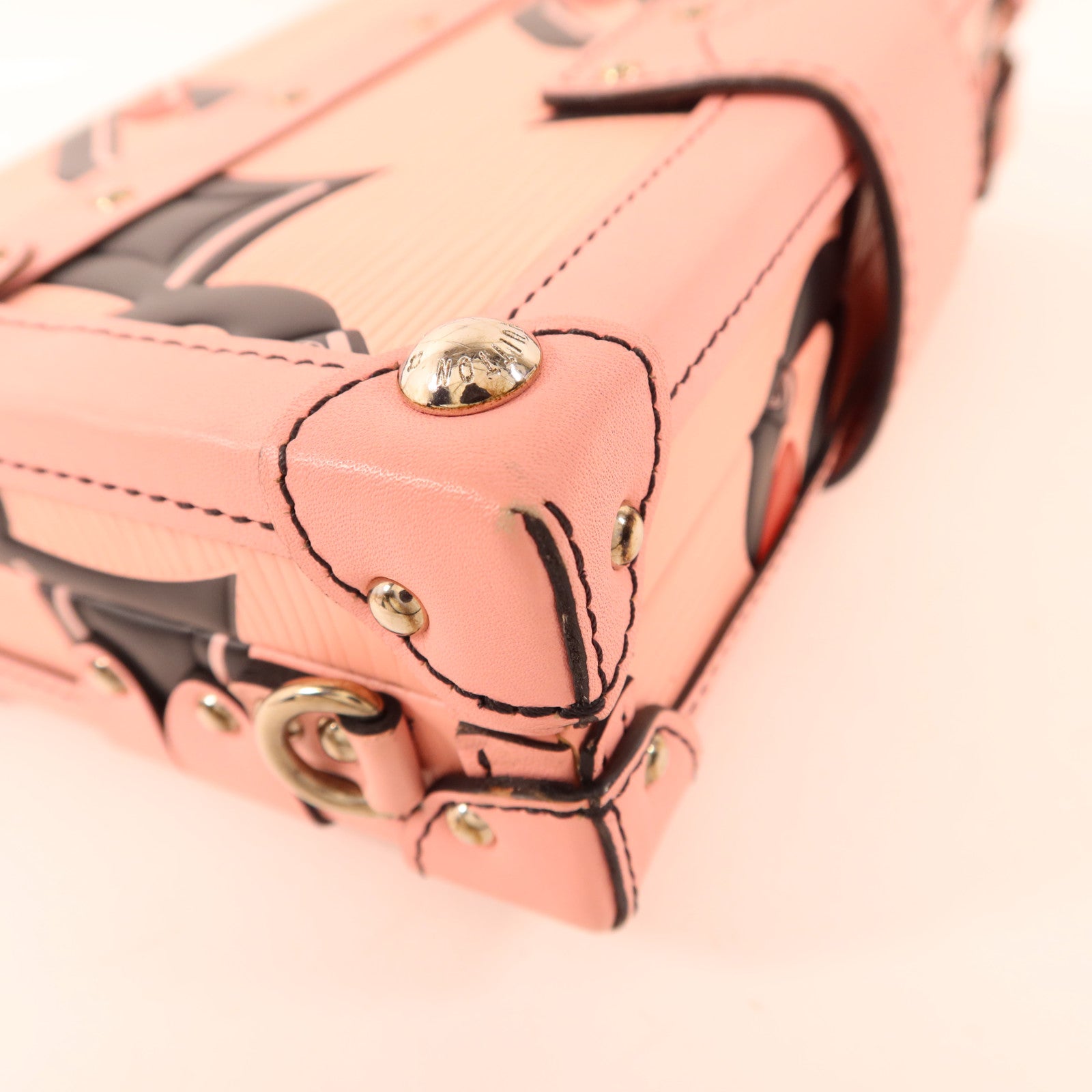 LOUIS VUITTON Epi Petite Malle Pink Chain Flower銀扣肩背袋