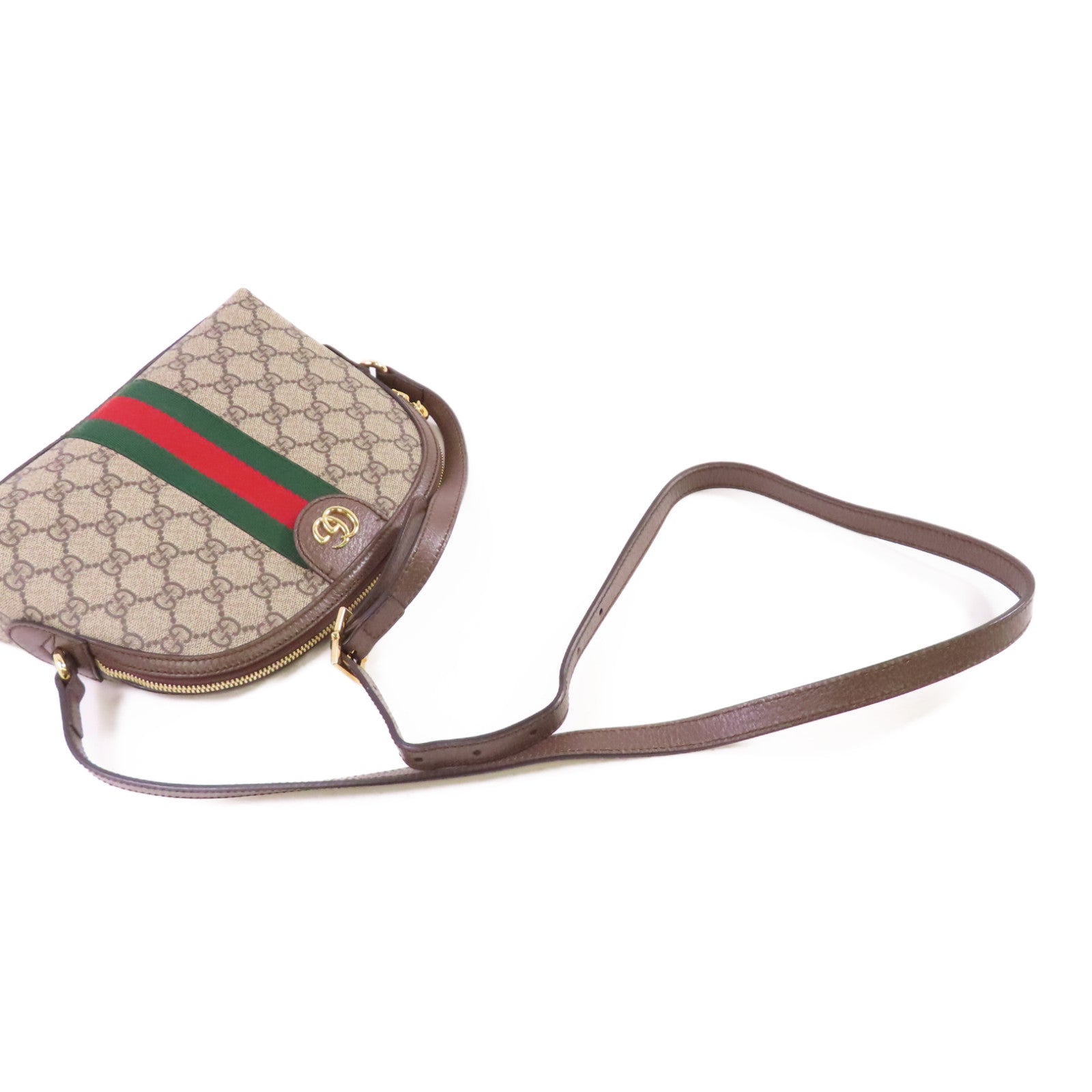 GUCCI 塗層帆布Ophidia Shoulder Bag金扣肩背袋啡色