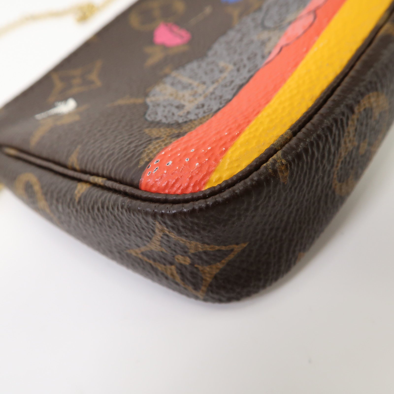 LOUIS VUITTON 【激減優惠】Monogram Mini Pochette Accessoires Chain Pouch金扣鏈帶手拿包啡色/彩色