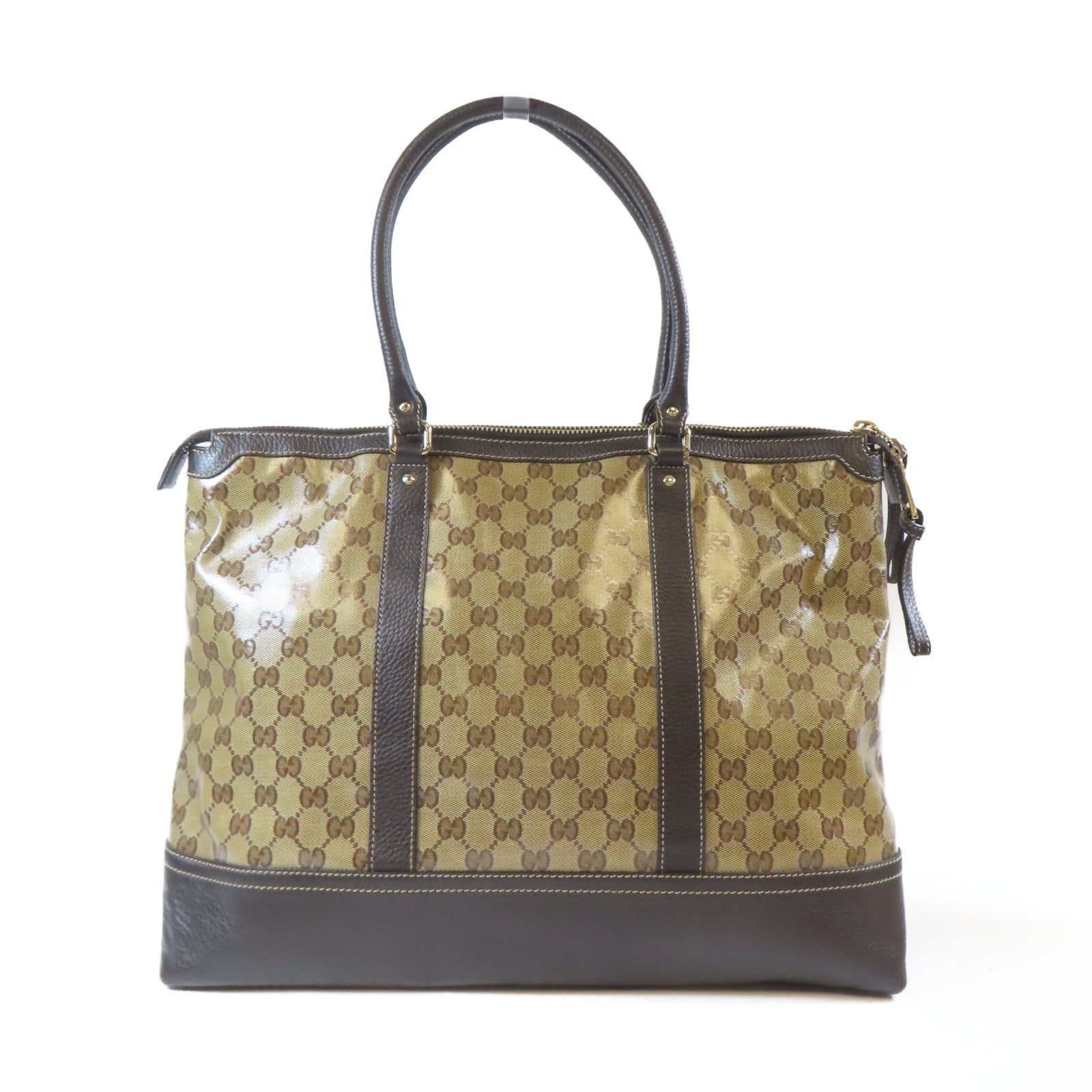 GUCCI 塗層帆布Shoulder Bag金扣肩背袋啡色