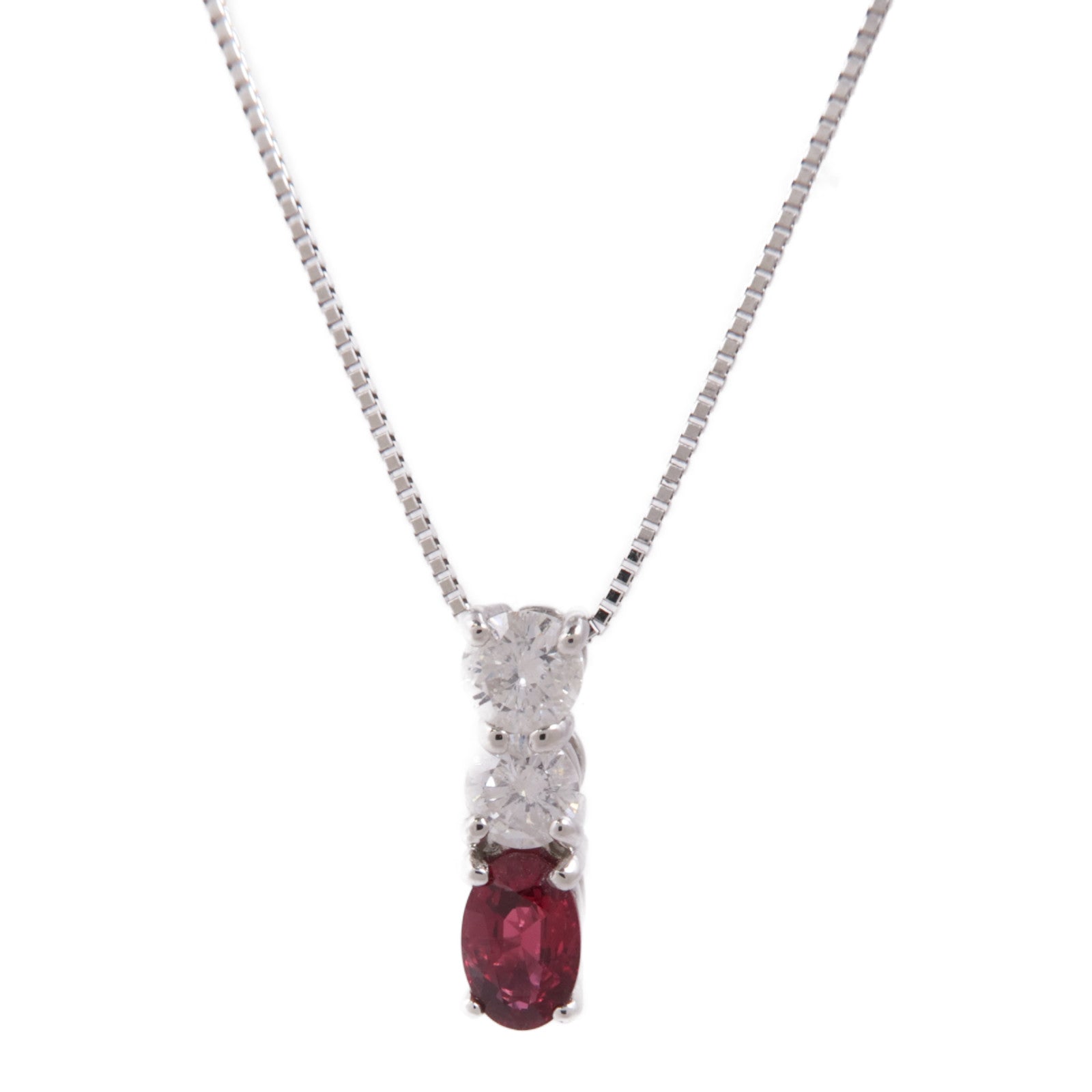 JEWELRY 【激減優惠】PT900/PT850鉑金Ruby/Diamond Necklace紅寶石/鑽石項鍊