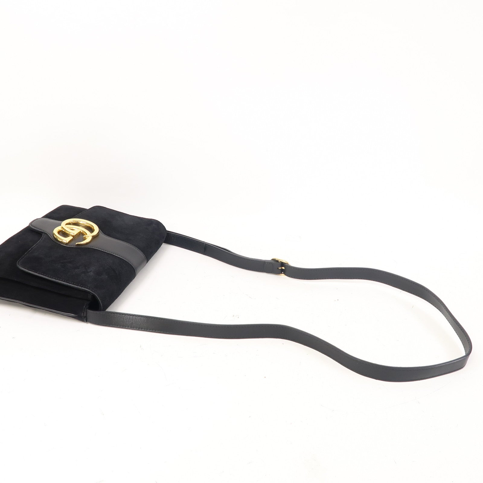 GUCCI 麂皮皮革Shoulder Bag金扣肩背袋黑色