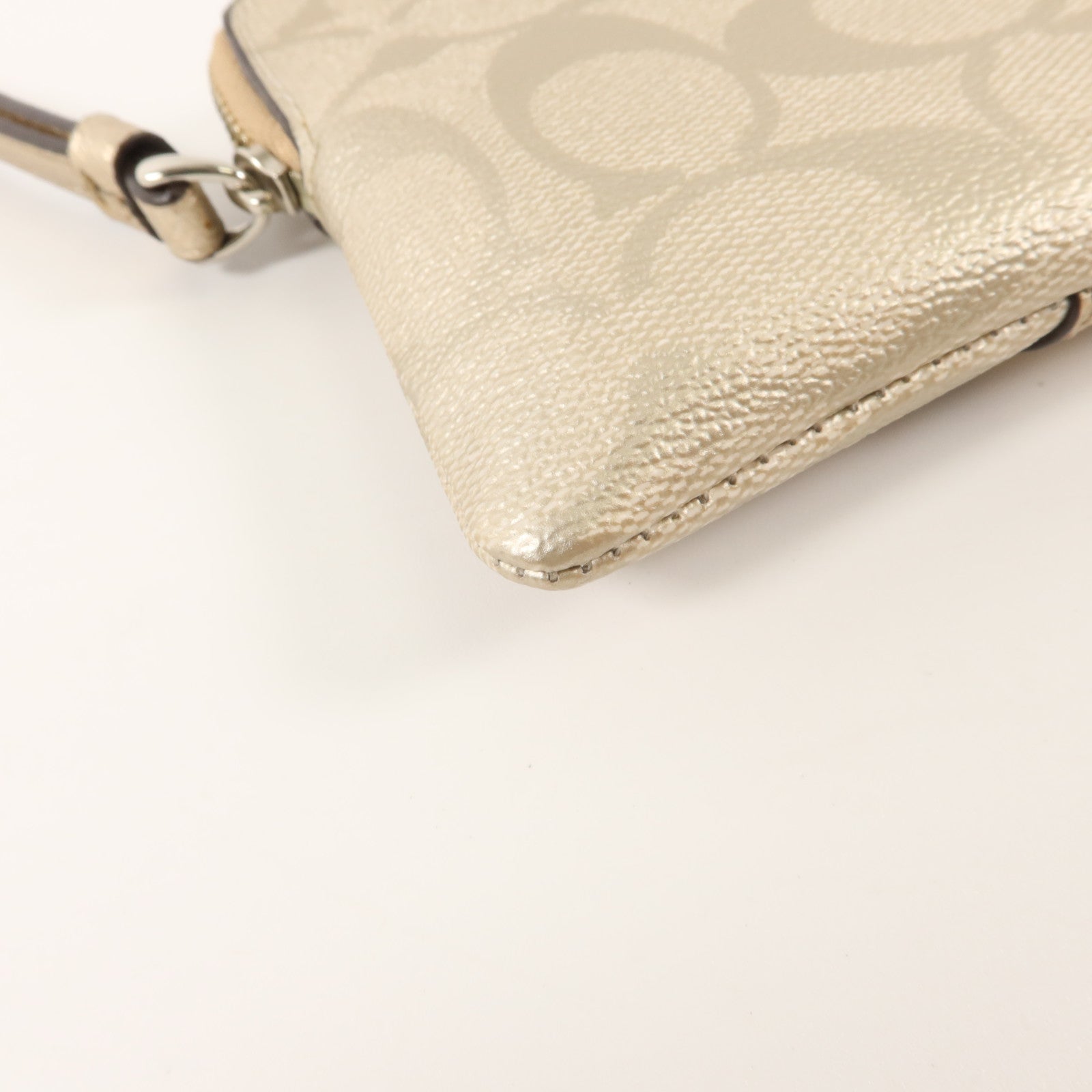 COACH 塗層帆布Wristlet Wallet銀扣小袋