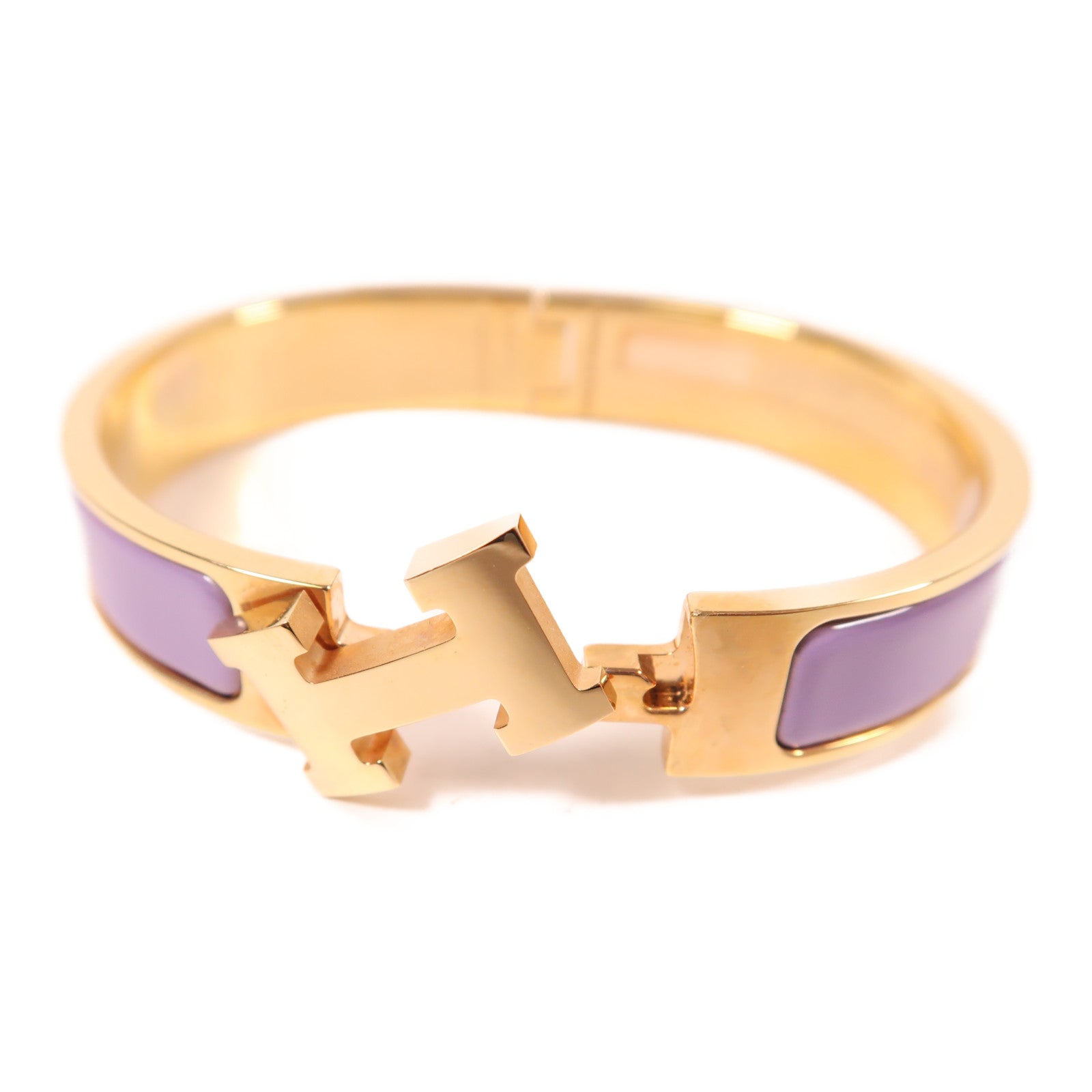 HERMES 金屬Clic H金扣手鐲紫色