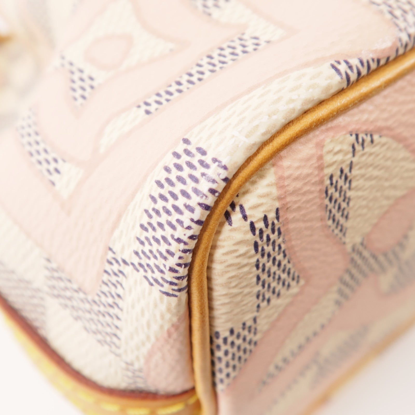 LOUIS VUITTON LV Nano Noe Shoulder Bag N60052 Damier Azur Tahitenne Pink/White