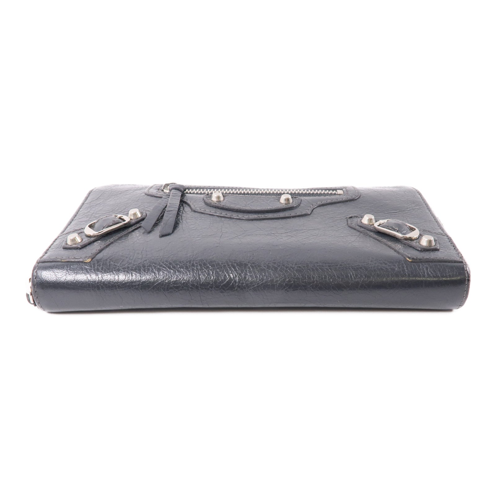 BALENCIAGA 皮革Long Wallet銀扣長錢包灰色