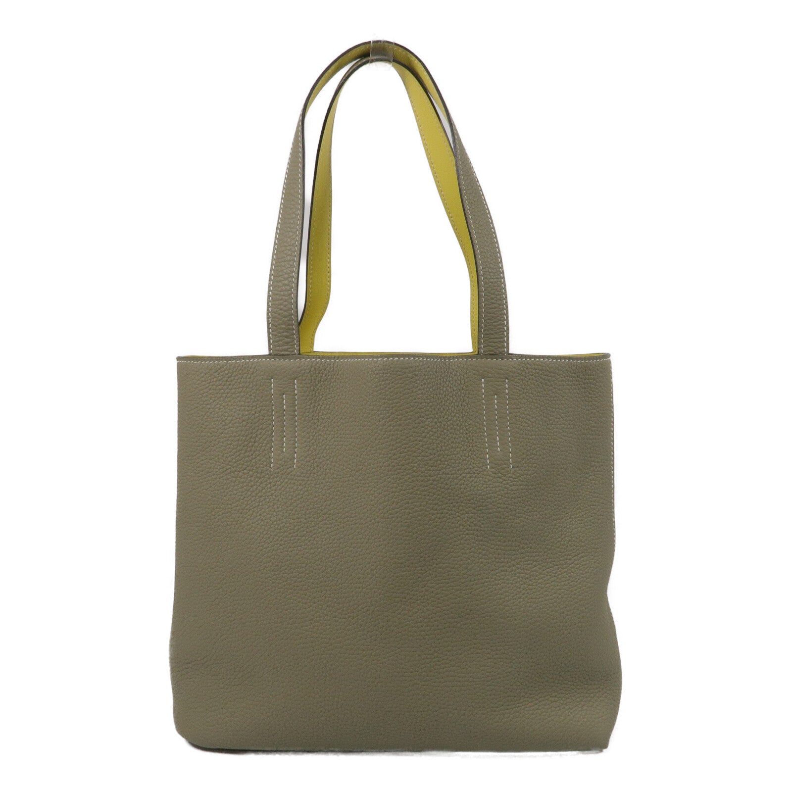 HERMES Clemence皮革Double Sens 36手挽袋Sauge/Lime