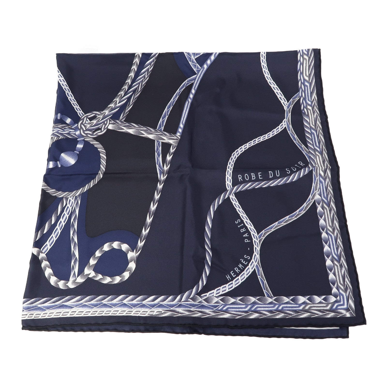 HERMES 絲質Scarf 90x90絲巾深藍色
