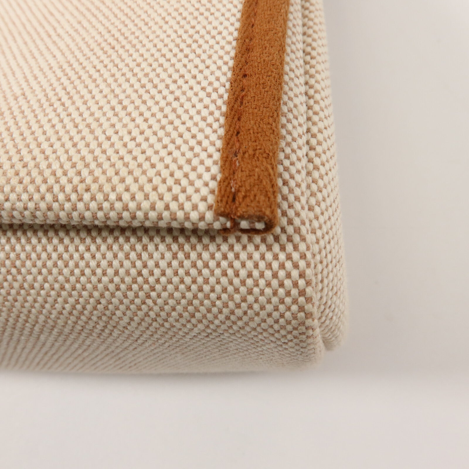 HERMES 帆布Mini Herbag肩背袋Ecru Beige/Fauve