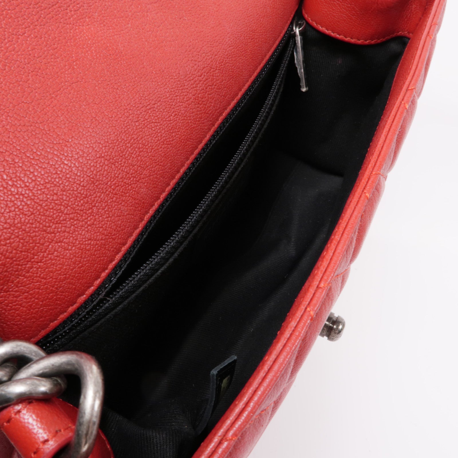 CHANEL 牛皮皮革Chain Shoulder銀扣鏈帶肩背袋