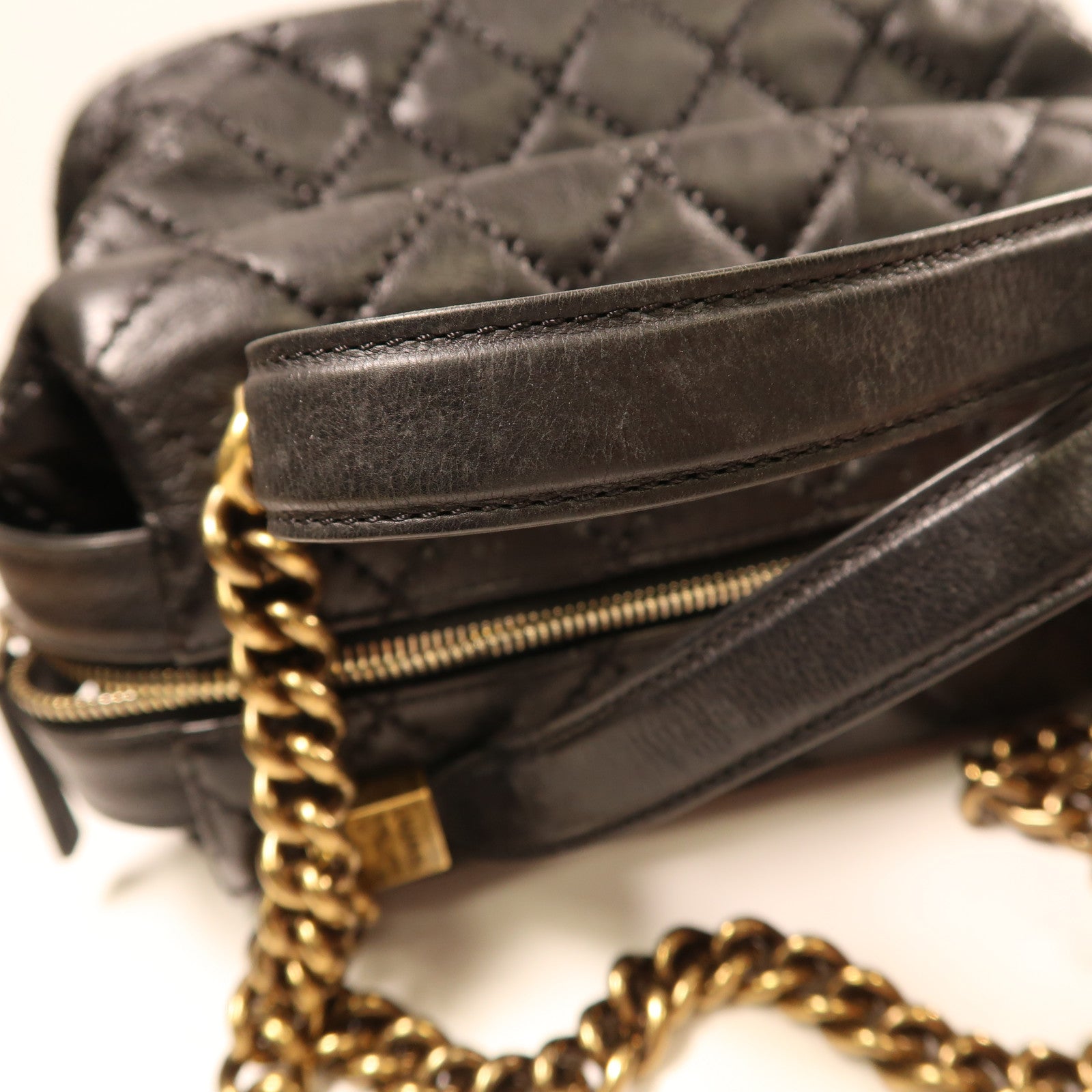 CHANEL 牛皮皮革2Way Shoulder Bag金扣鏈帶手挽肩背兩用袋黑色