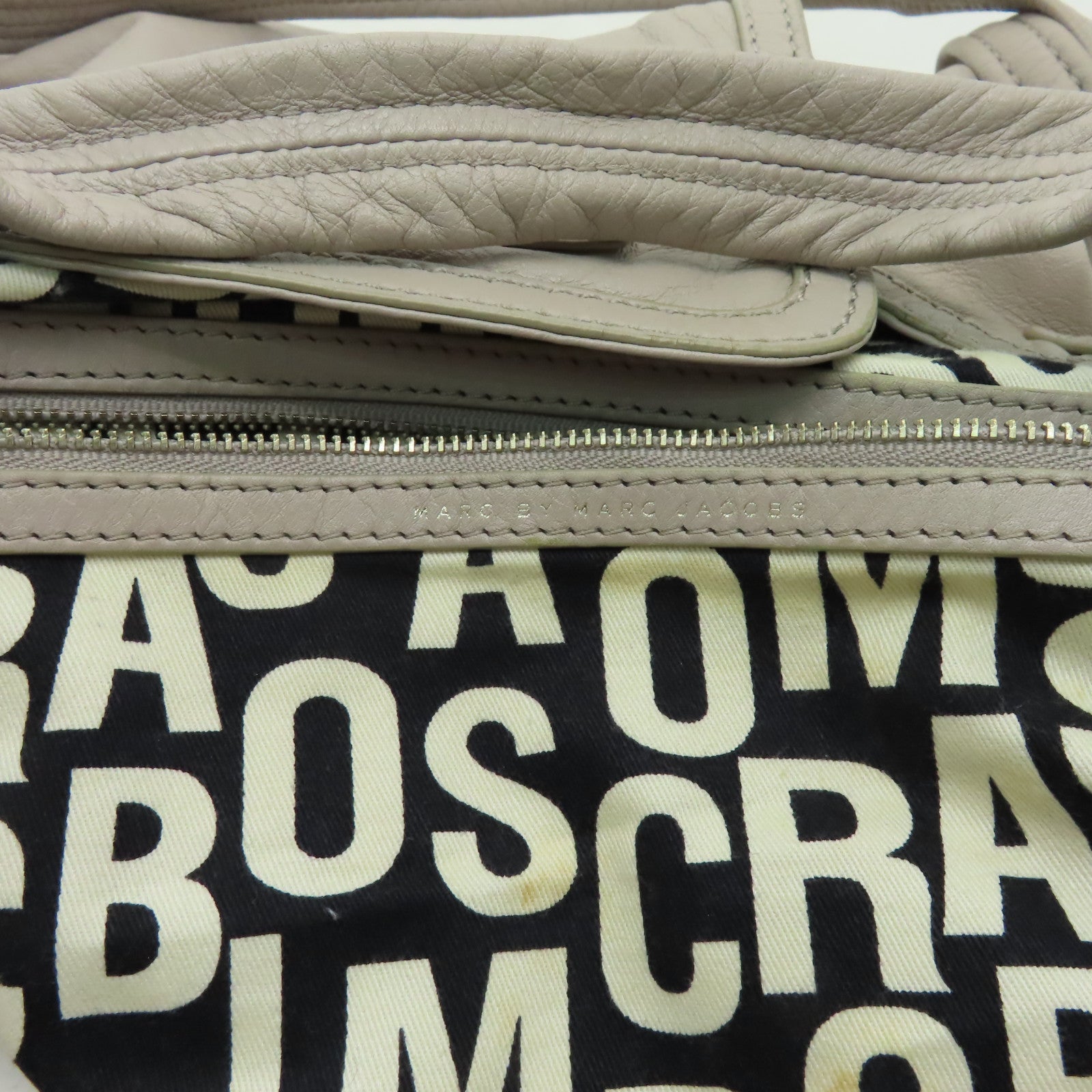 MARC BY MARC JACOBS 【激減優惠】牛皮皮革2 Way Bag金扣手挽肩背兩用袋灰色