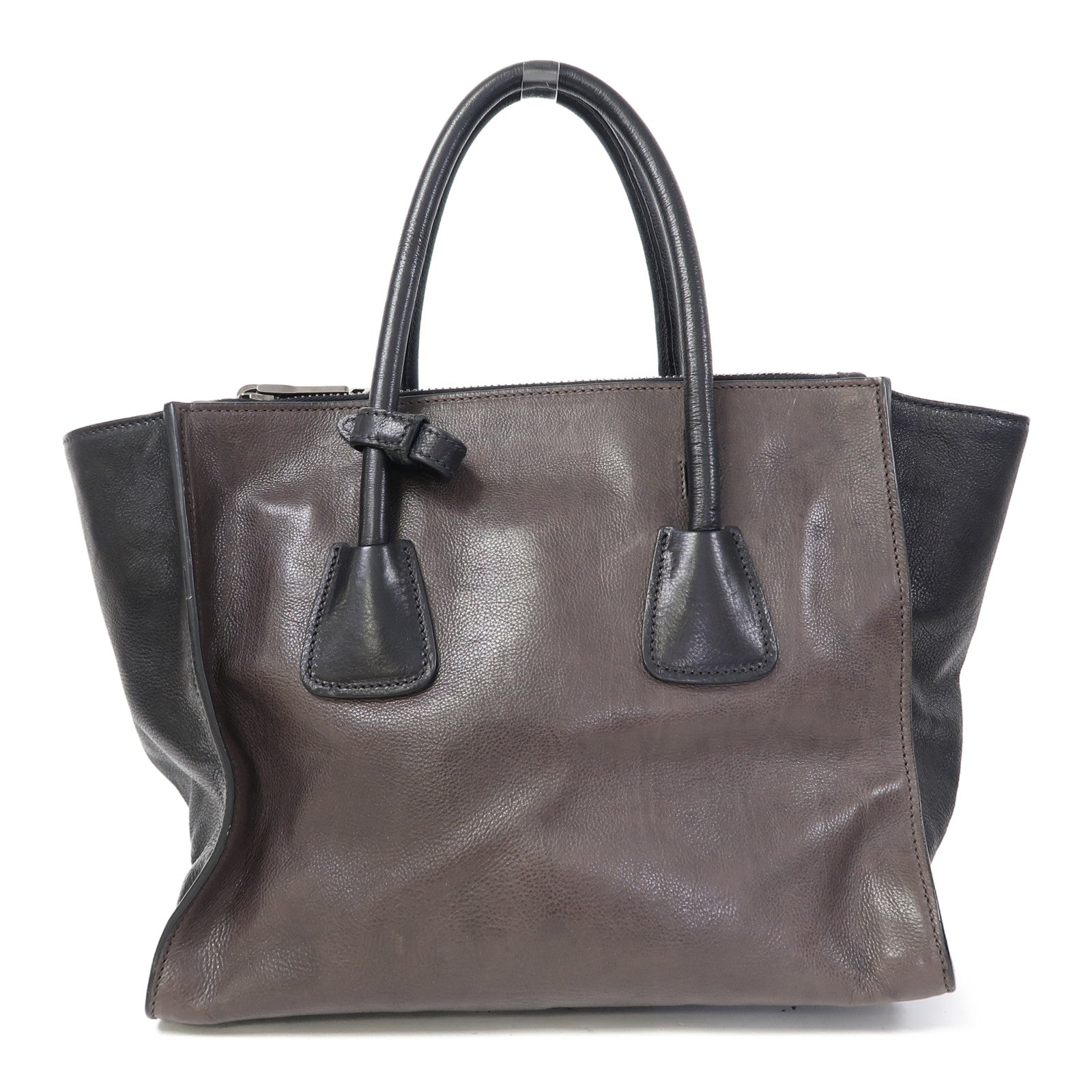 PRADA (PRICE DOWN) SHW 2 Way Shoulder Bag Calfskin Leather Grey/Black