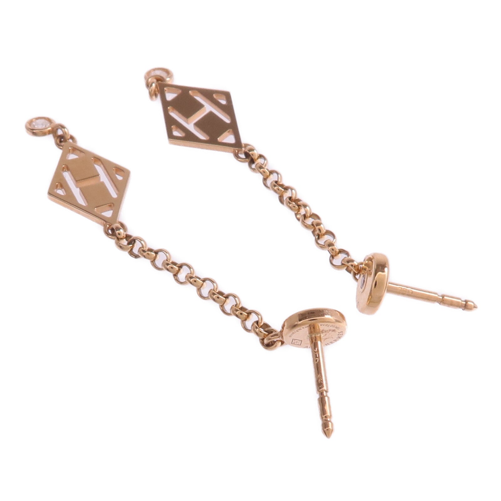 HERMES 18K玫瑰金Gambade H Earrings鑽石耳環