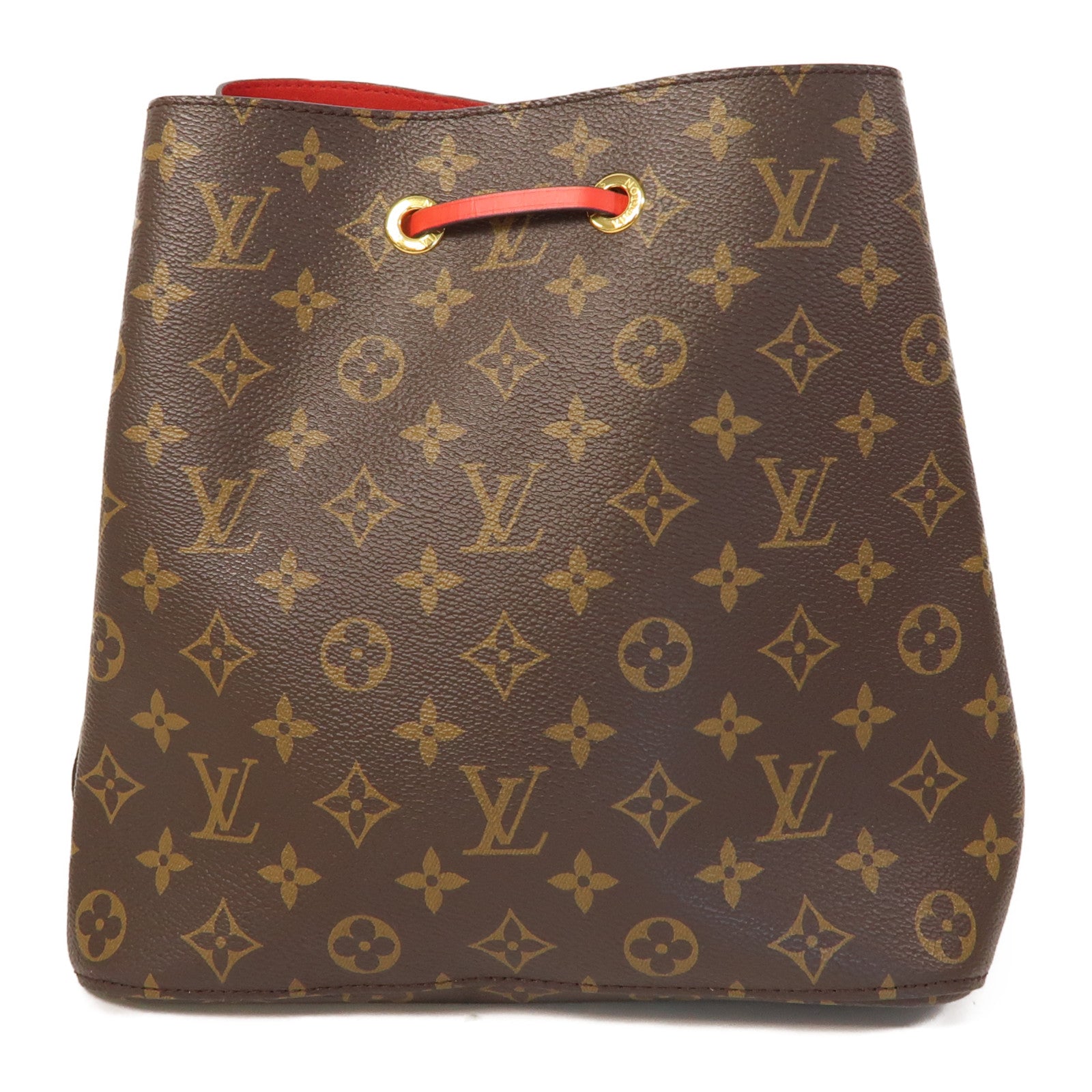LOUIS VUITTON Monogram Neo Noe MM金扣肩背袋啡色/紅色