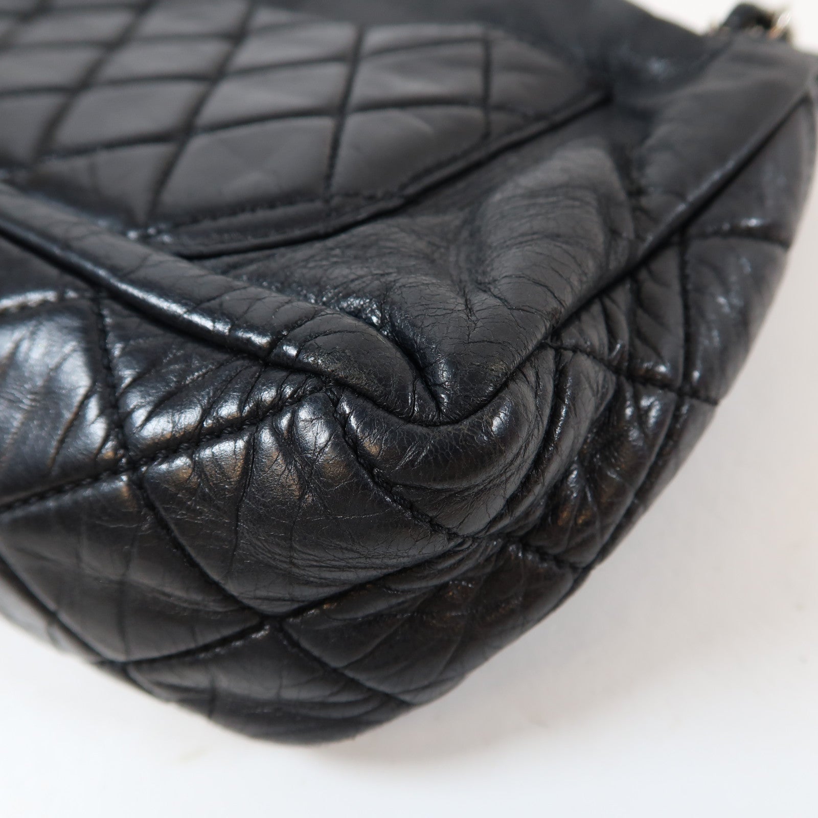 CHANEL 牛皮皮革Chain Shoulder Bag銀扣鏈帶肩背袋黑色