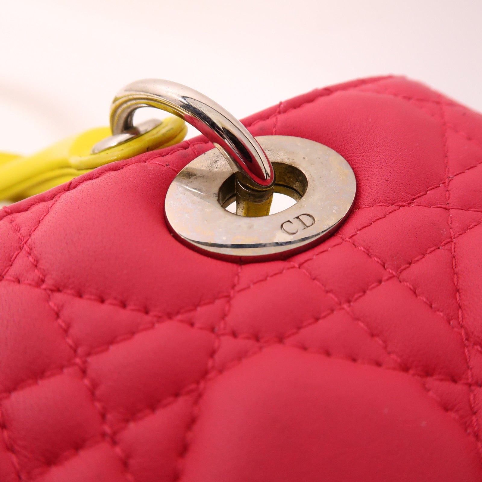 Dior 羊皮皮革Lady Dior銀扣手挽肩背兩用袋