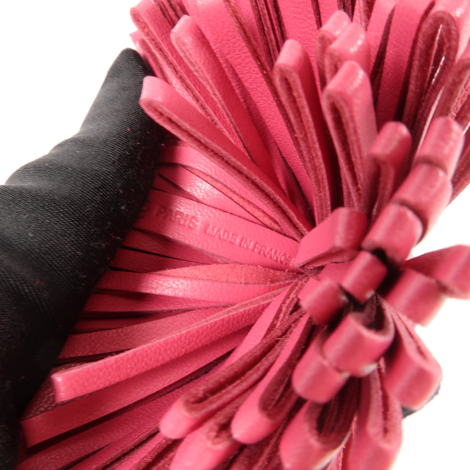 HERMES Milo皮革Carmen鎖匙扣Fuchsia