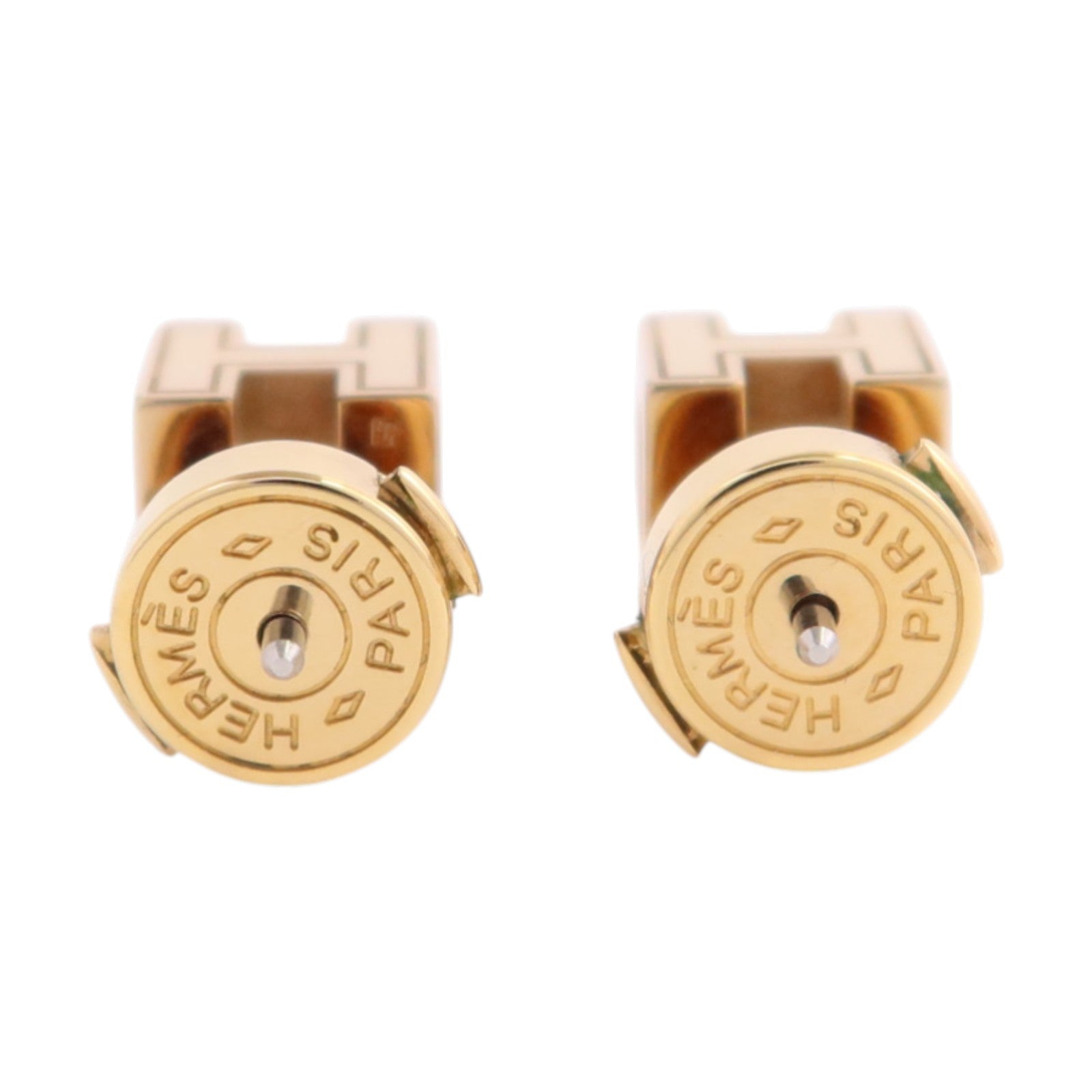HERMES 金屬/琺瑯H Cube Earrings金扣耳環