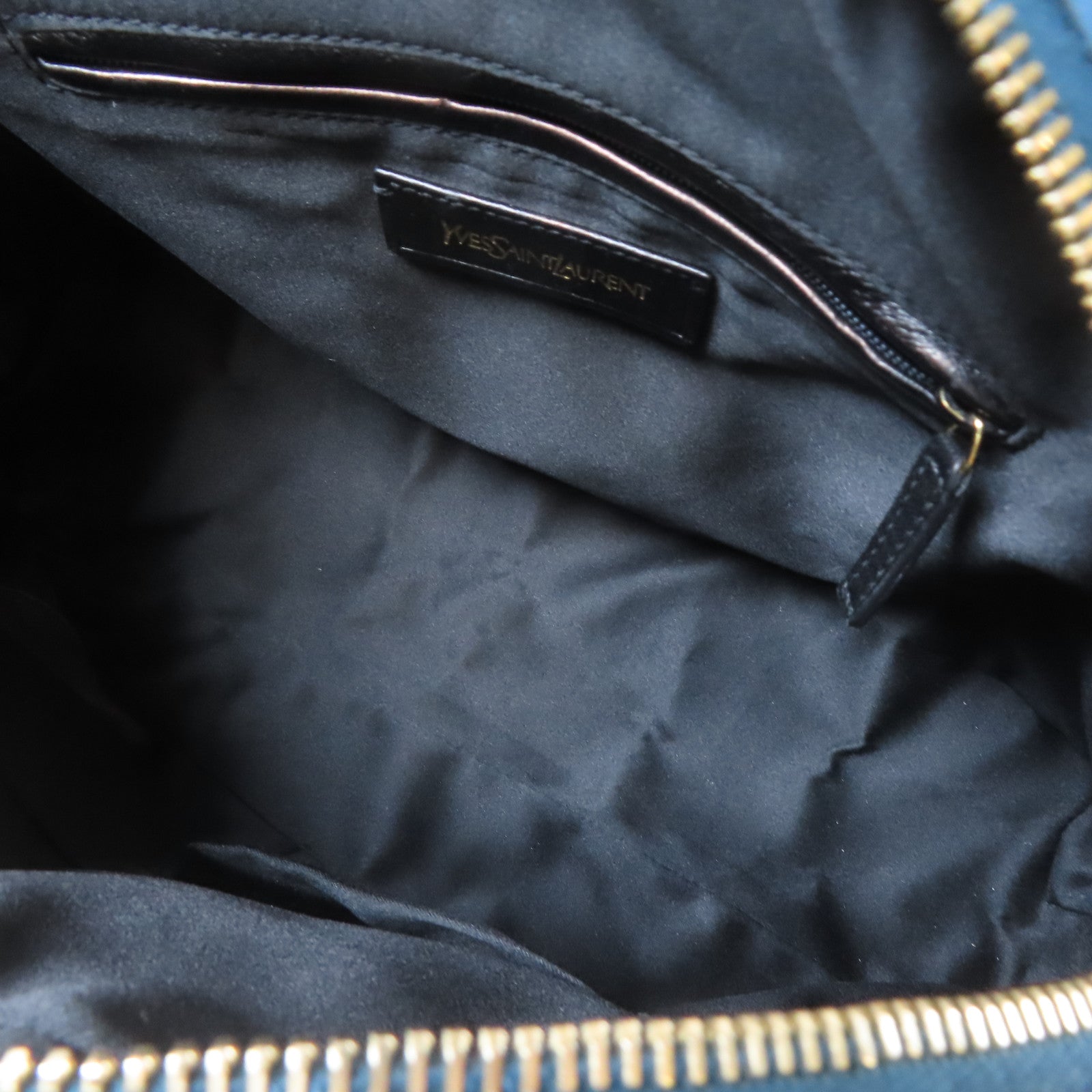 SAINT LAURENT 牛皮皮革Hand Bag金扣手挽袋藍色