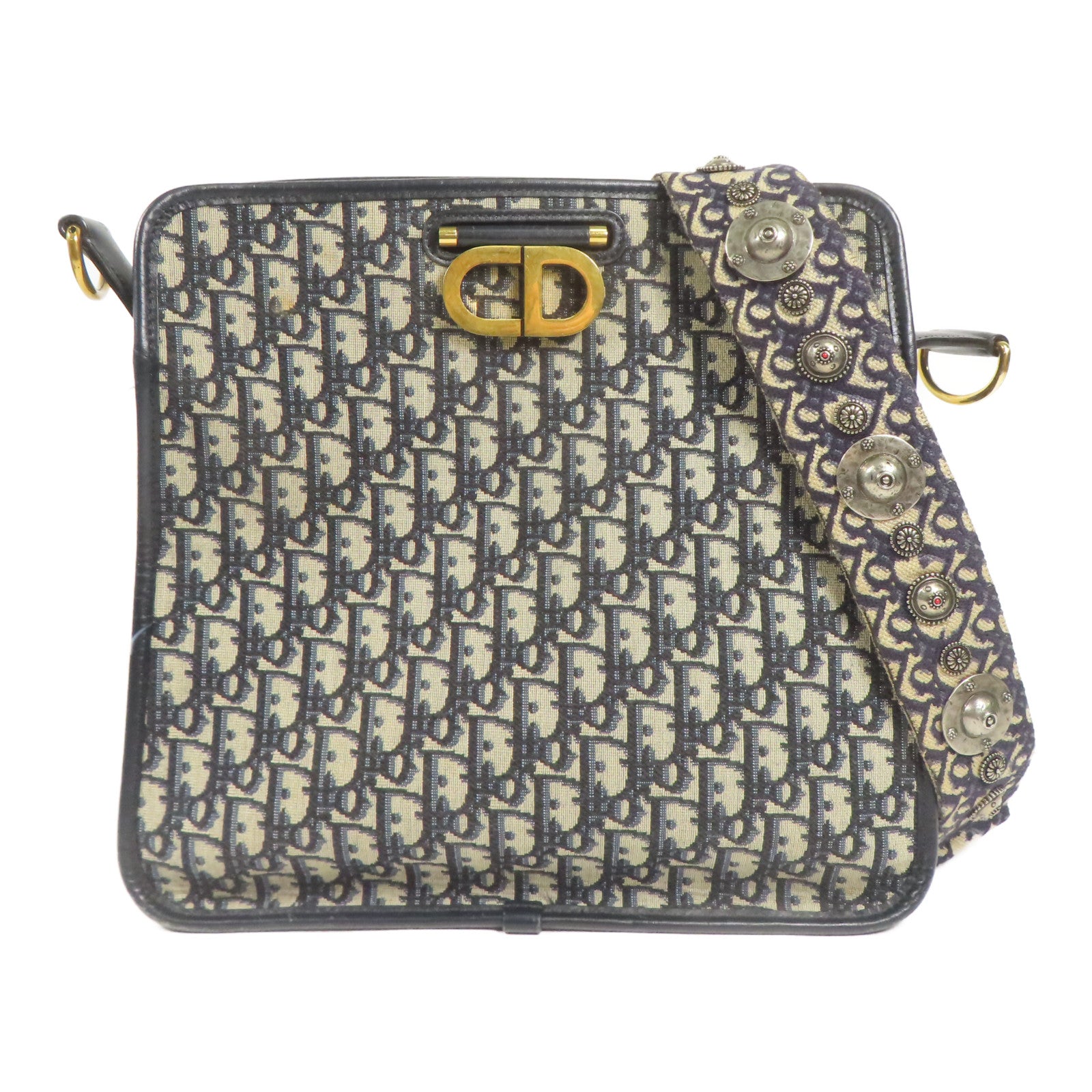 Dior 帆布Shoulder Bag金扣肩背袋