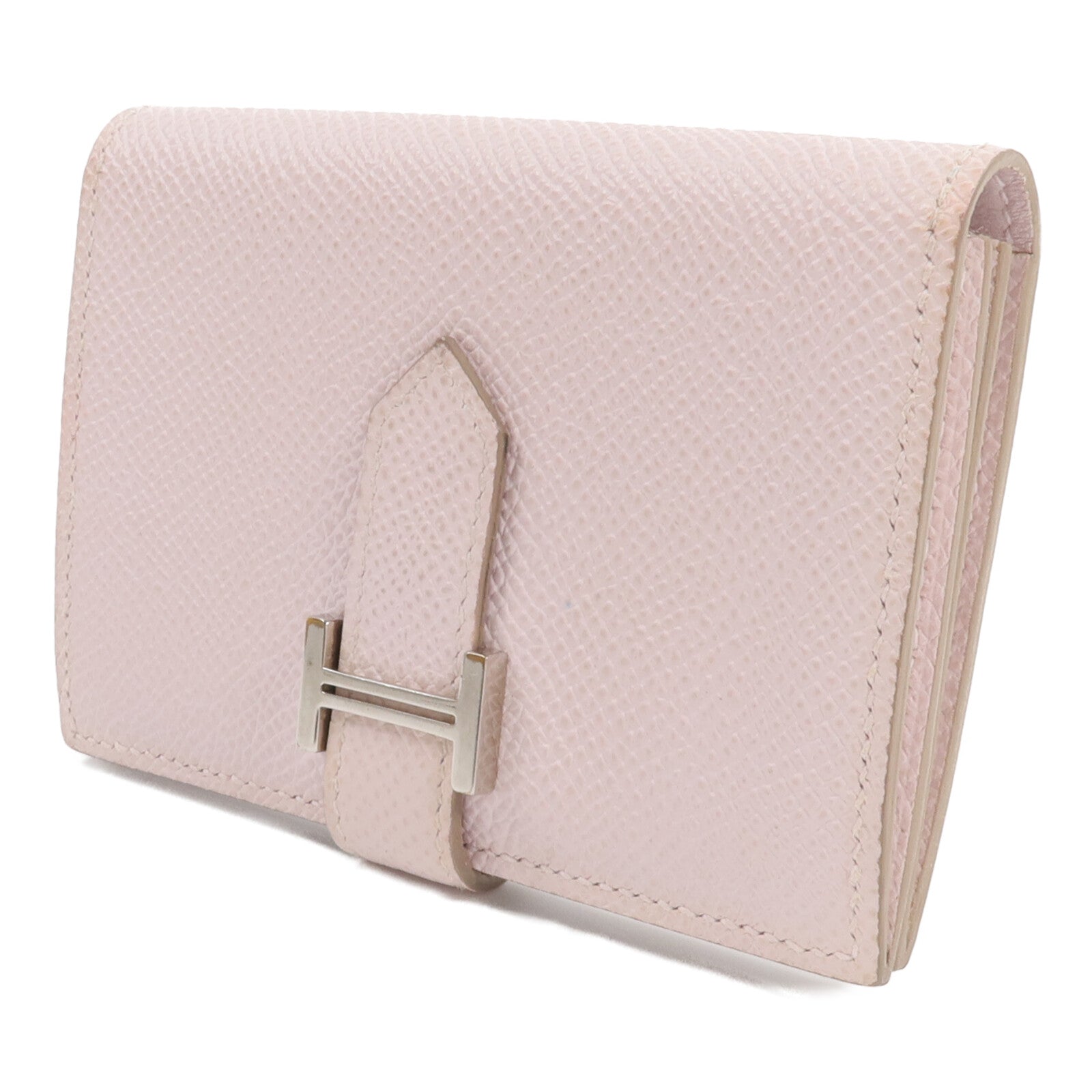 HERMES Epsom皮革Bearn Compact錢包Mauve Pale