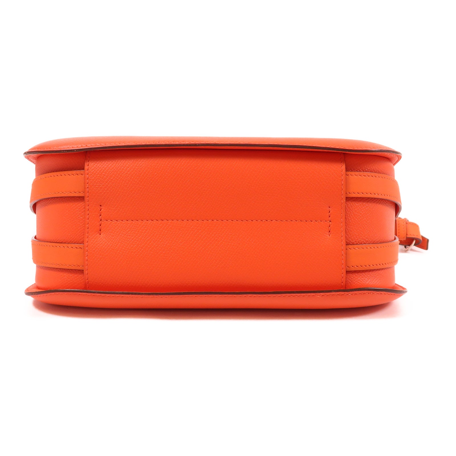HERMES Epsom皮革Harnais Bag銀扣肩背袋Orange