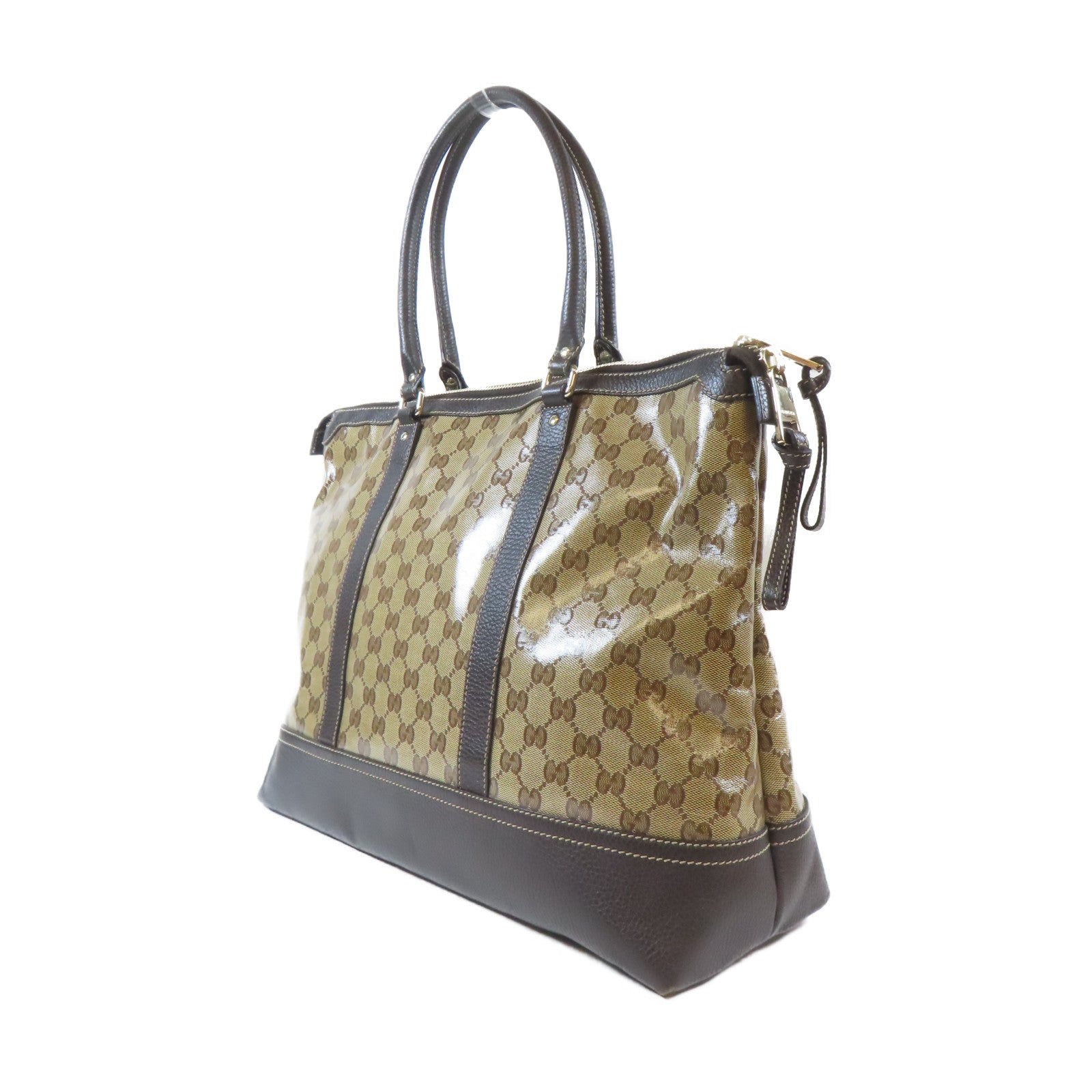 GUCCI 塗層帆布Shoulder Bag金扣肩背袋啡色