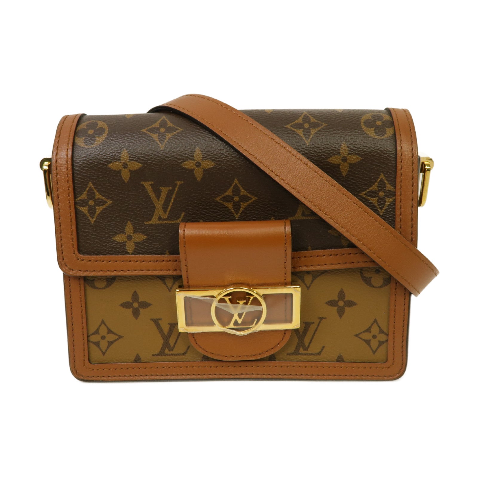 LOUIS VUITTON Monogram Mini Dauphine金扣肩背袋啡色