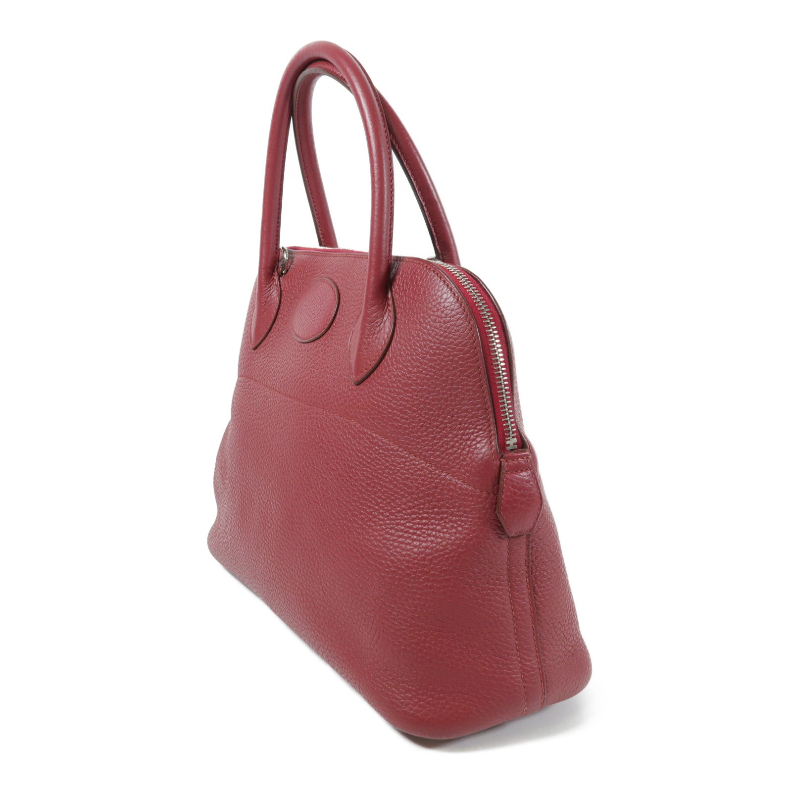 HERMES Clemence皮革Bolide 31銀扣手挽袋Rubis