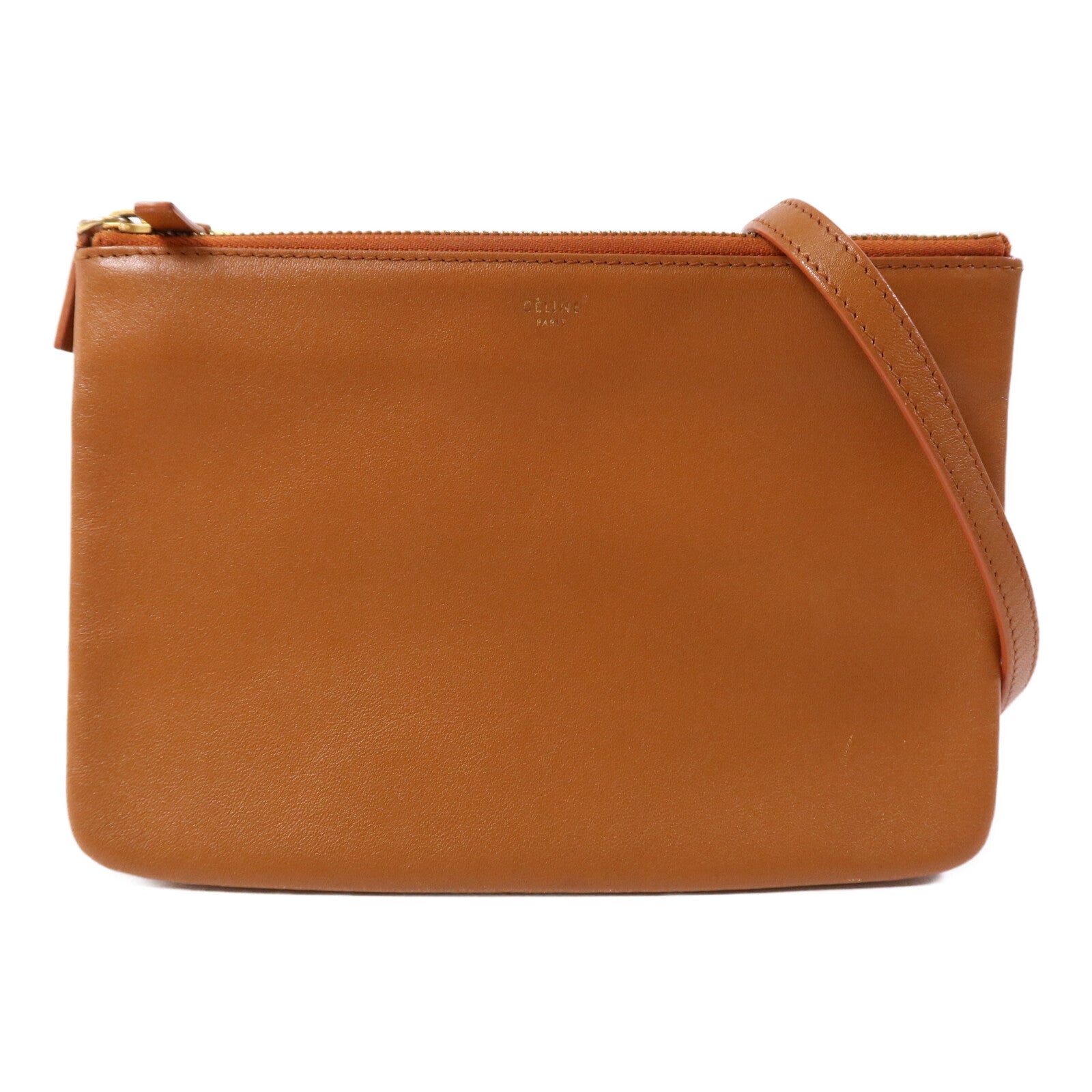 CELINE 羊皮皮革Trio金扣肩背袋