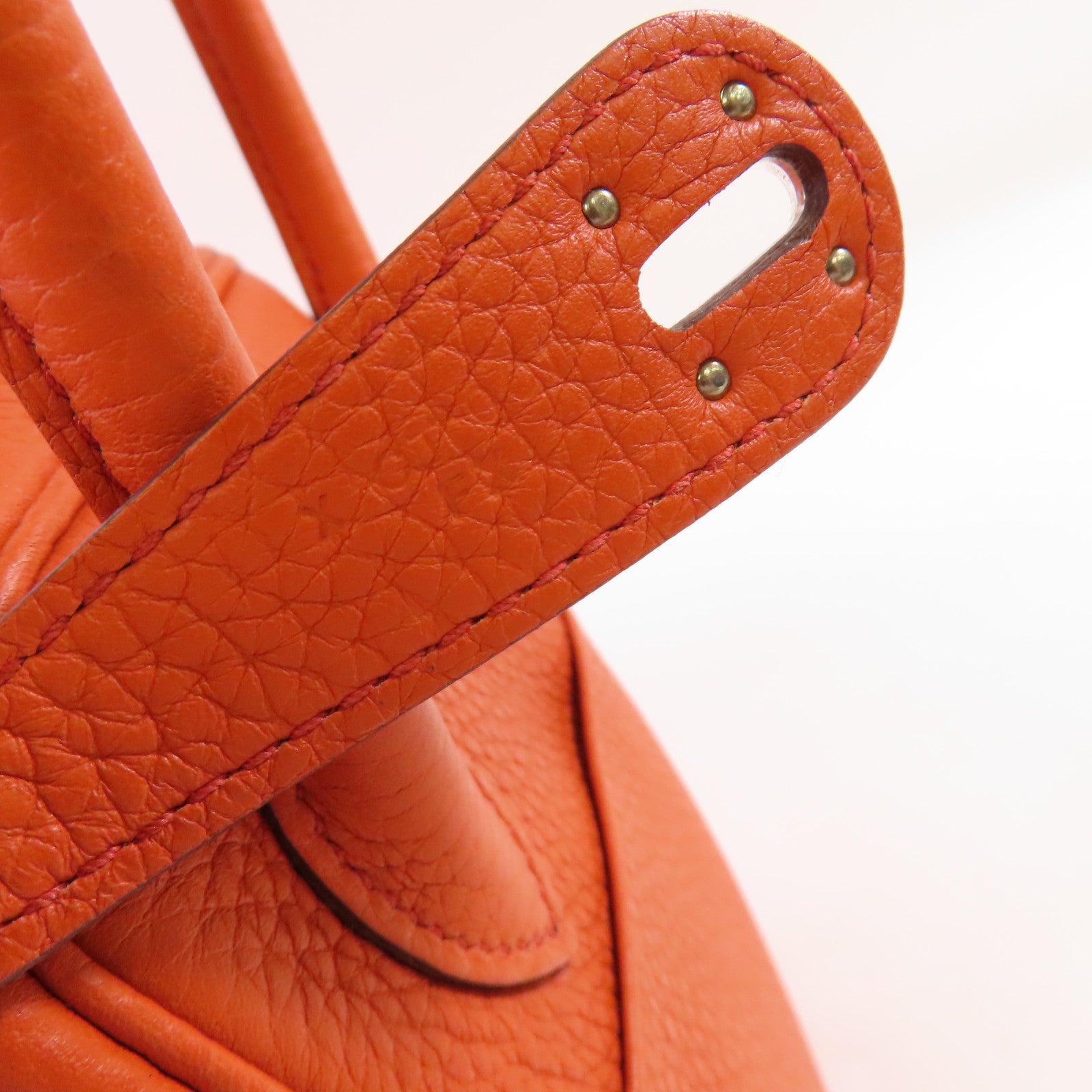 HERMES Clemence皮革Lindy 26 Shoulder Bag銀扣肩背袋橙色
