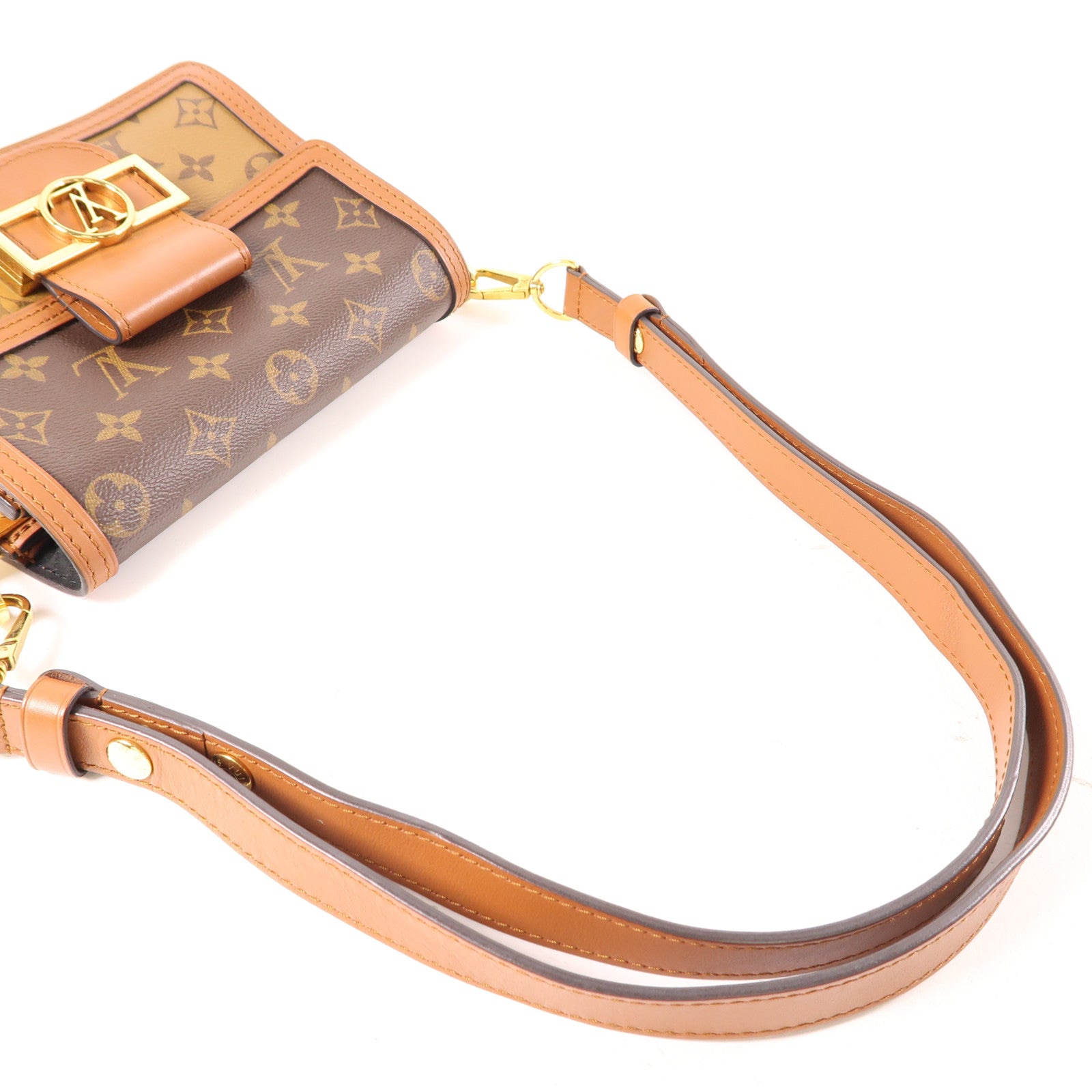 LOUIS VUITTON 【激減優惠】Monogram/Monogram Reverse Mini Dauphine金扣肩背袋棕色