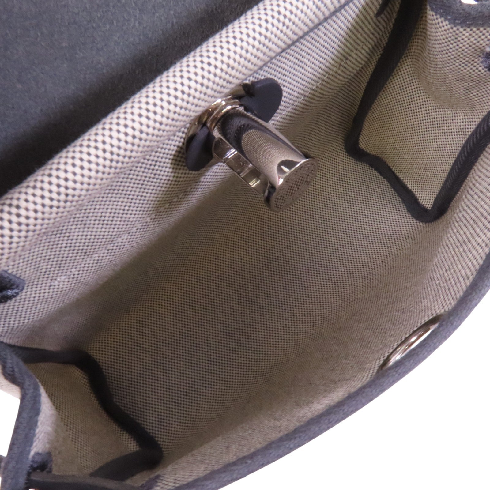 HERMES 帆布Mini Herbag銀扣肩背袋