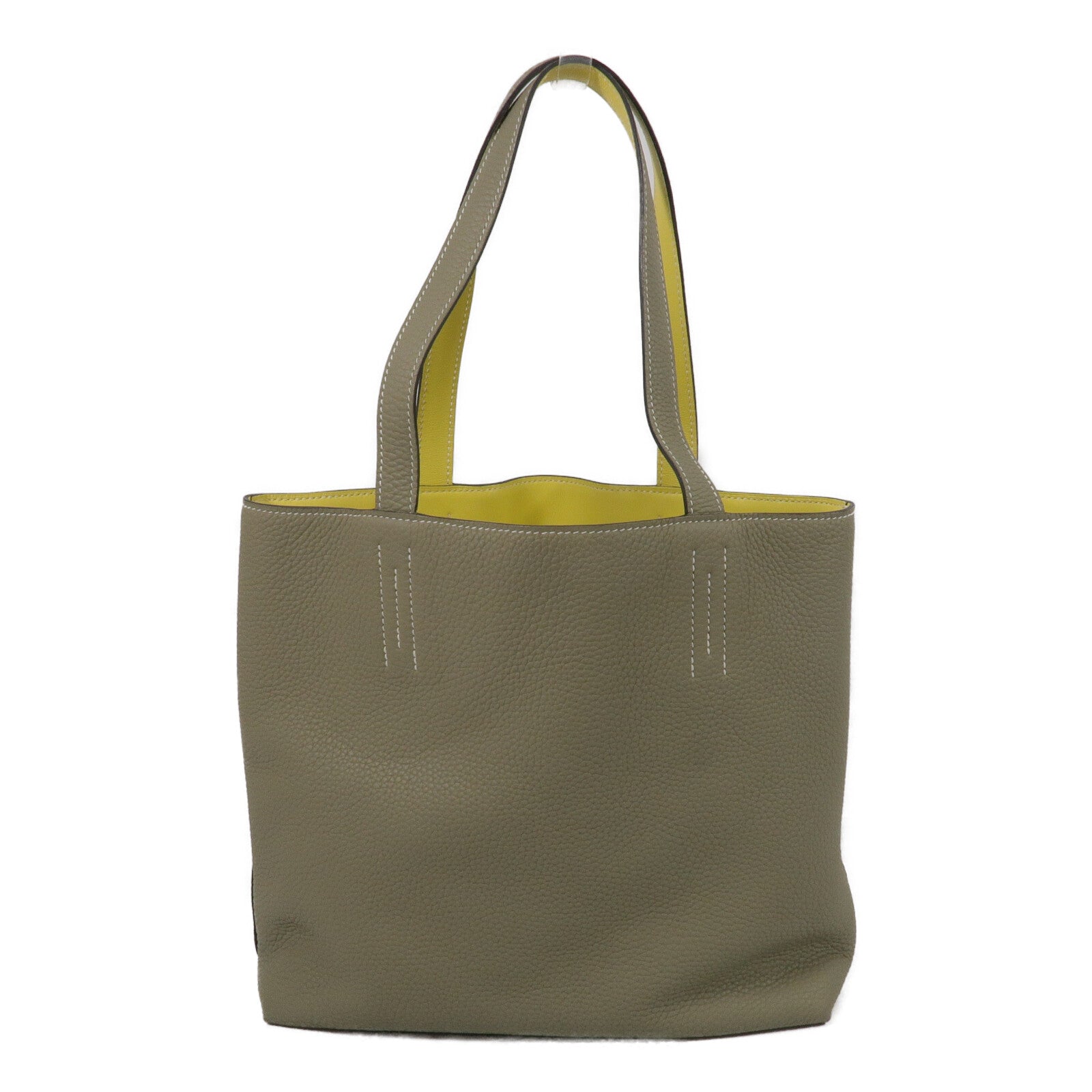 HERMES Clemence皮革Double Sens 36手挽袋Sauge/Lime