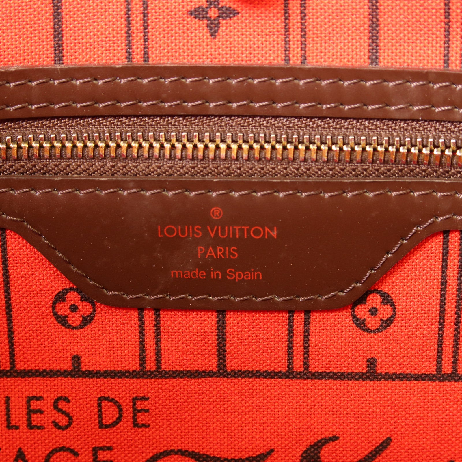 LOUIS VUITTON Damier Neverfull MM金扣手挽袋