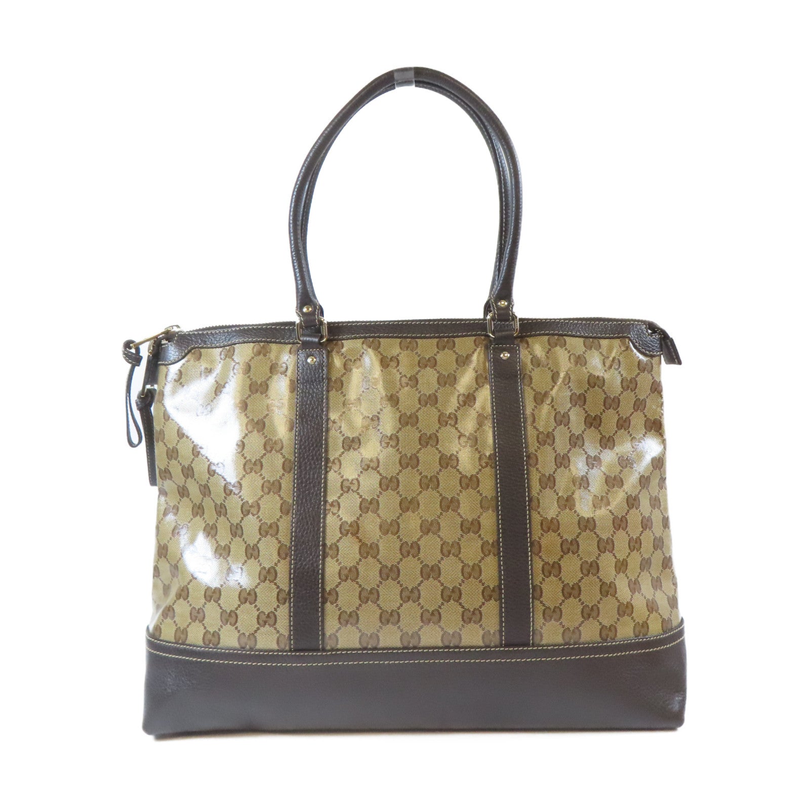 GUCCI 塗層帆布Shoulder Bag金扣肩背袋啡色