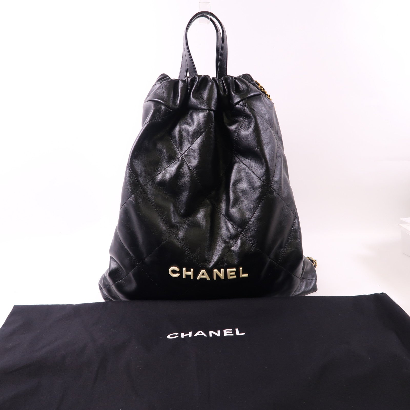 CHANEL 羊皮皮革C22 BackPack金扣鏈帶背包