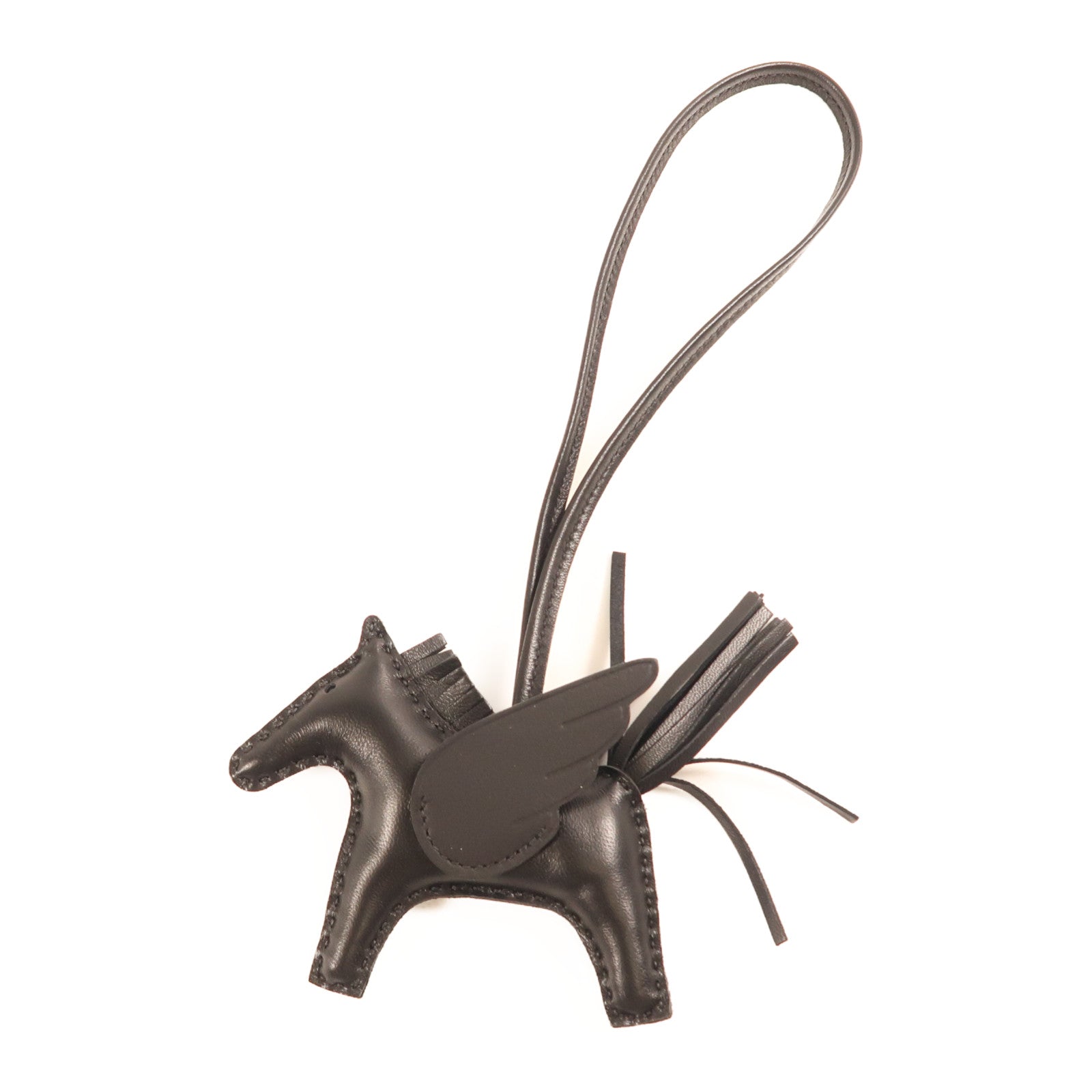 HERMES Milo皮革/Swift皮革Rodeo Pegase PM掛飾Noir