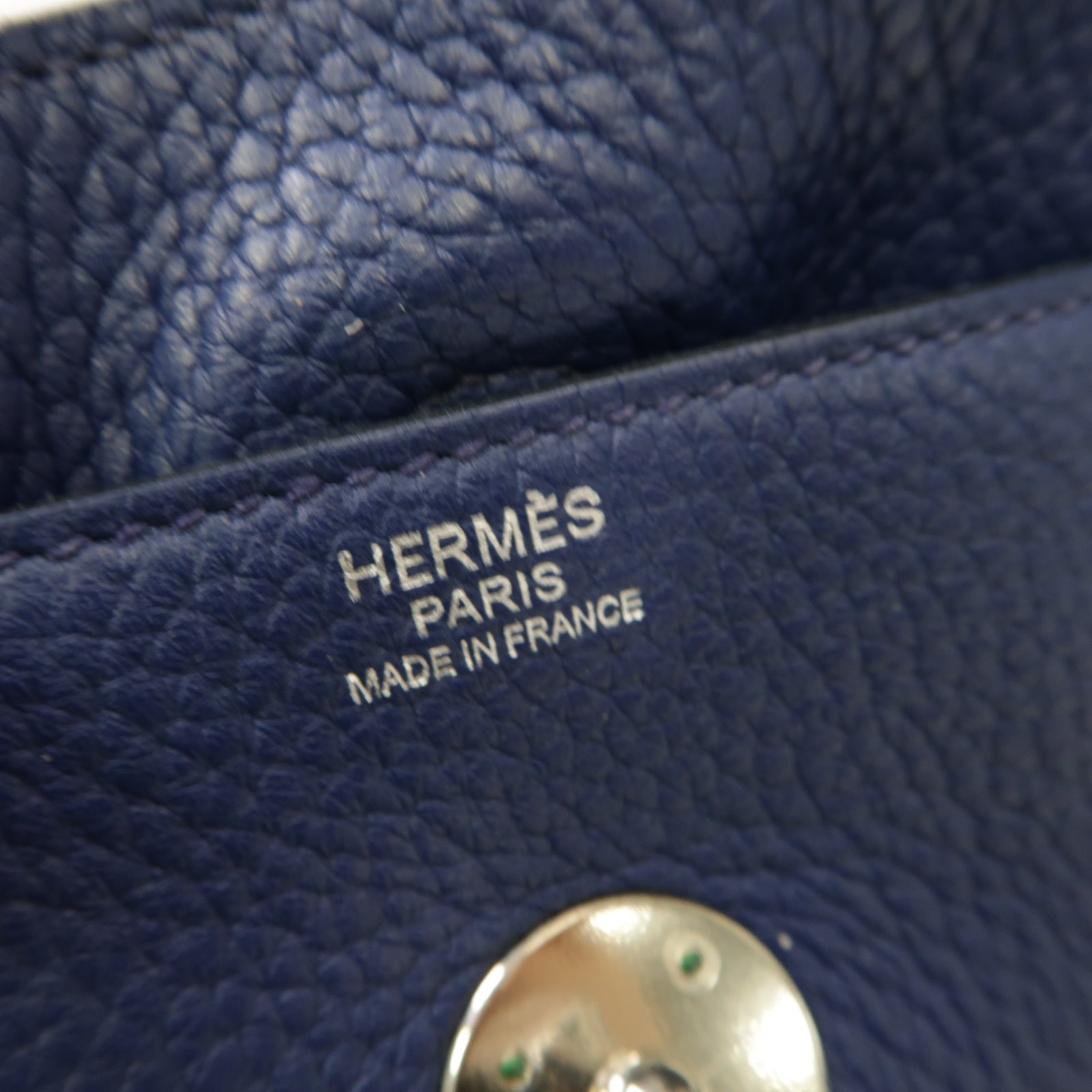 HERMES Clemence皮革Lindy 34銀扣手挽肩背兩用袋藍色