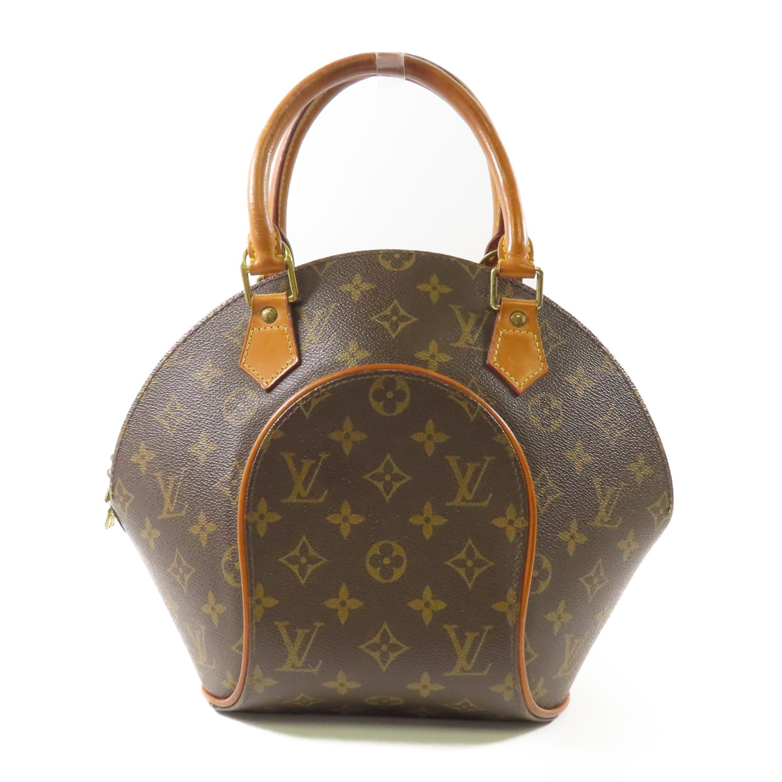 LOUIS VUITTON Monogram Ellipse PM金扣手挽袋棕色