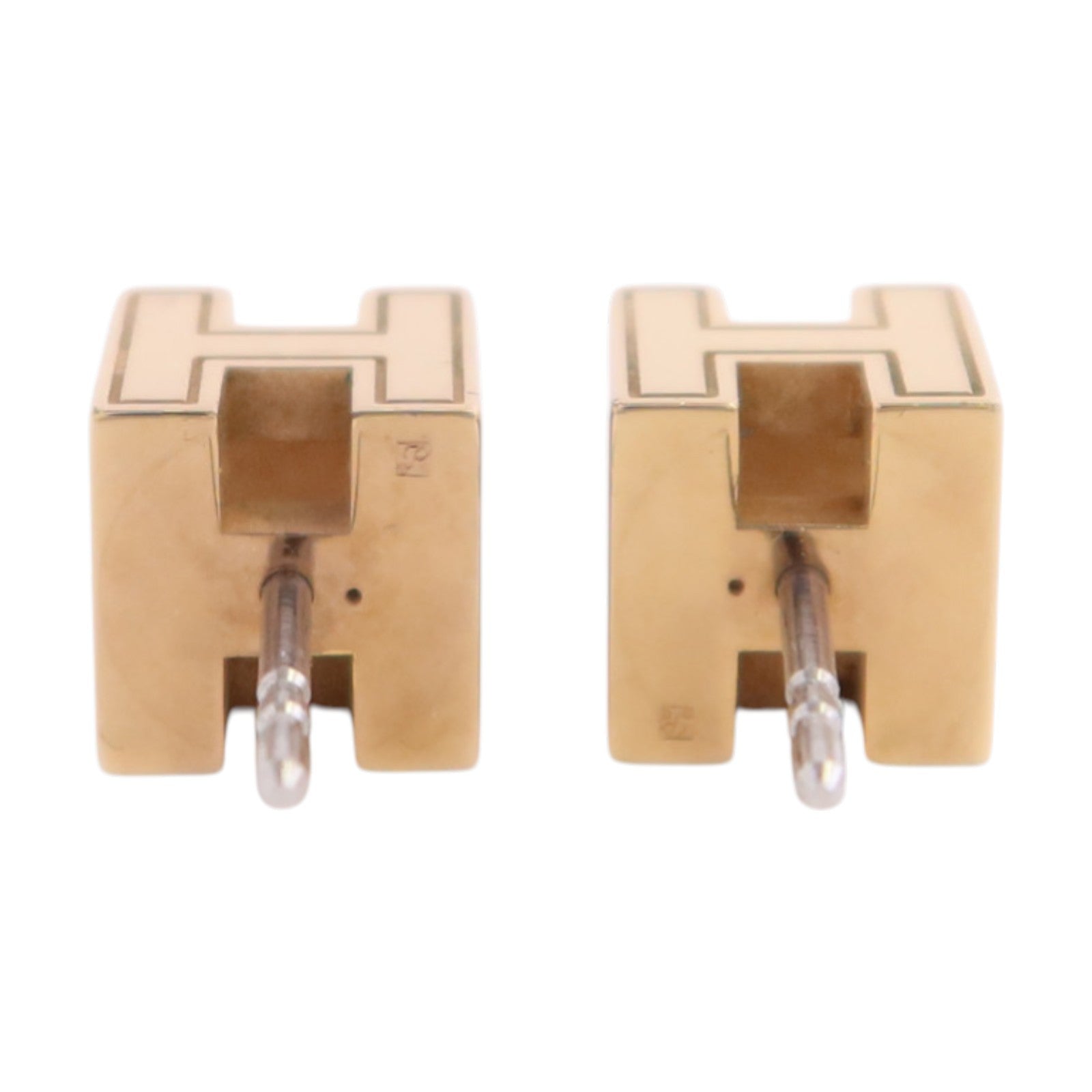 HERMES 金屬/琺瑯H Cube Earrings金扣耳環