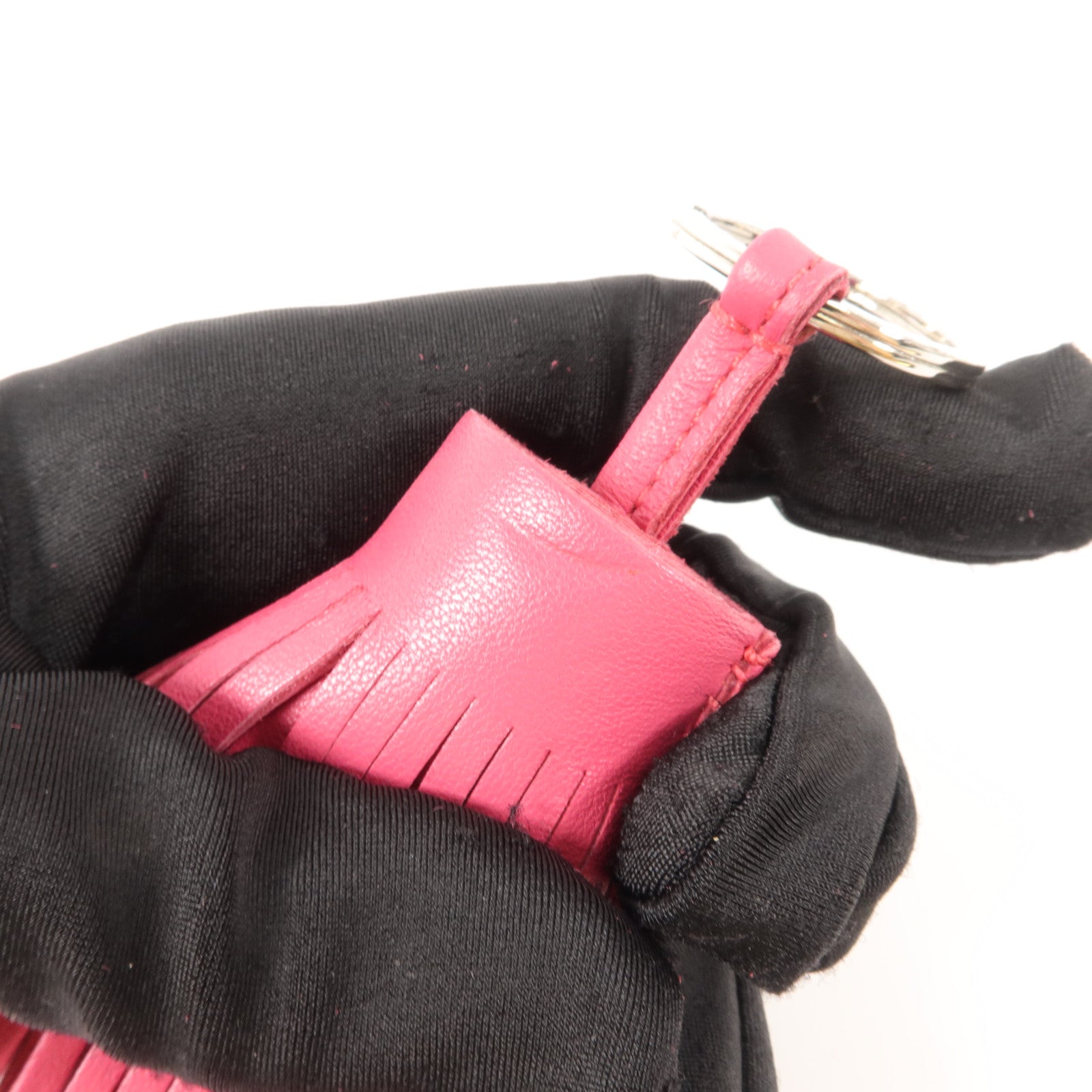 HERMES Milo皮革Carmen鎖匙扣Fuchsia