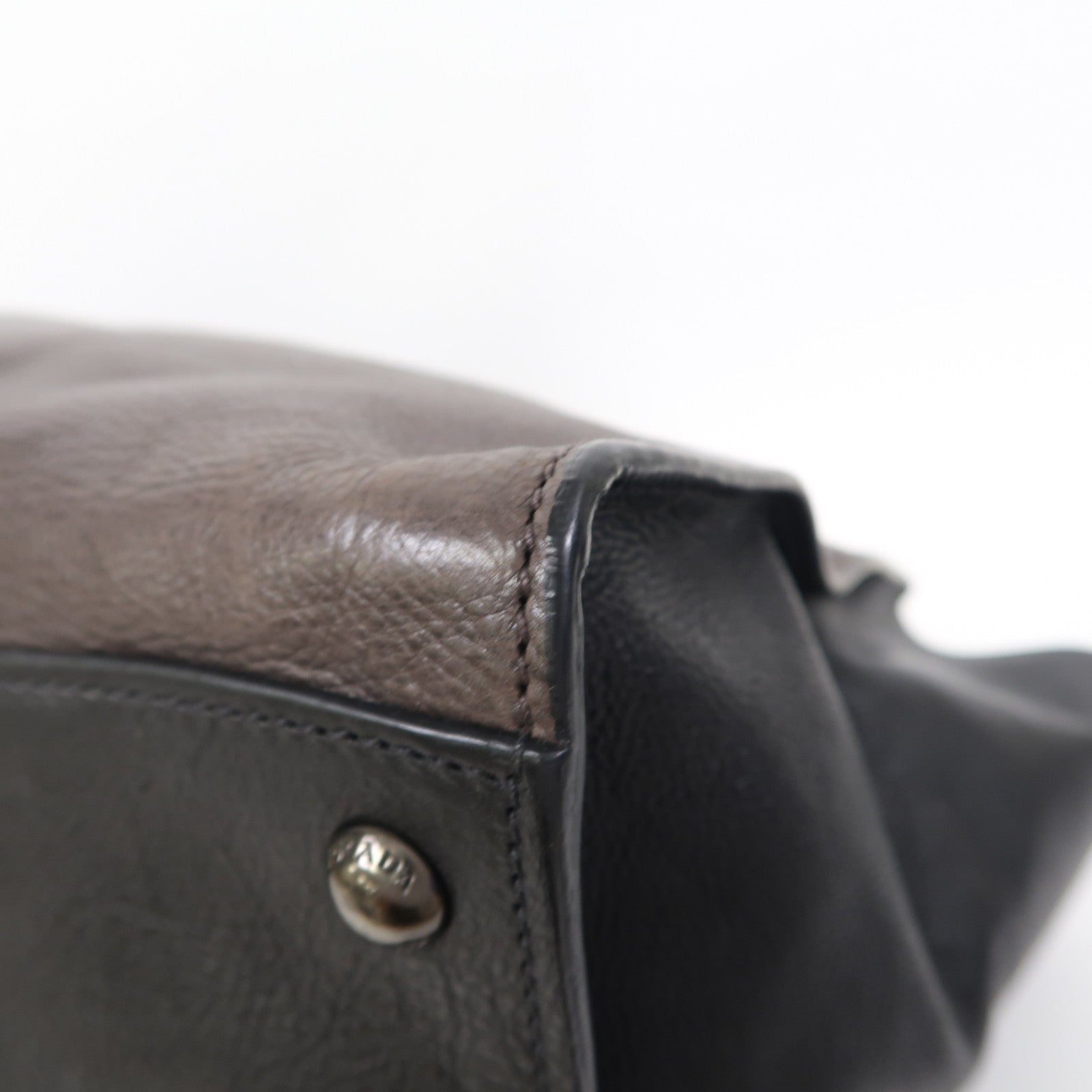 PRADA (PRICE DOWN) SHW 2 Way Shoulder Bag Calfskin Leather Grey/Black